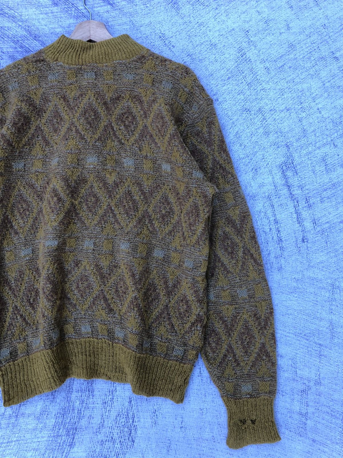 Aran Isles Knitwear × Vintage Vintage British Piper Shaggy Knit Polo Fleece Size US L / EU 52-54 / 3 - 11 Thumbnail