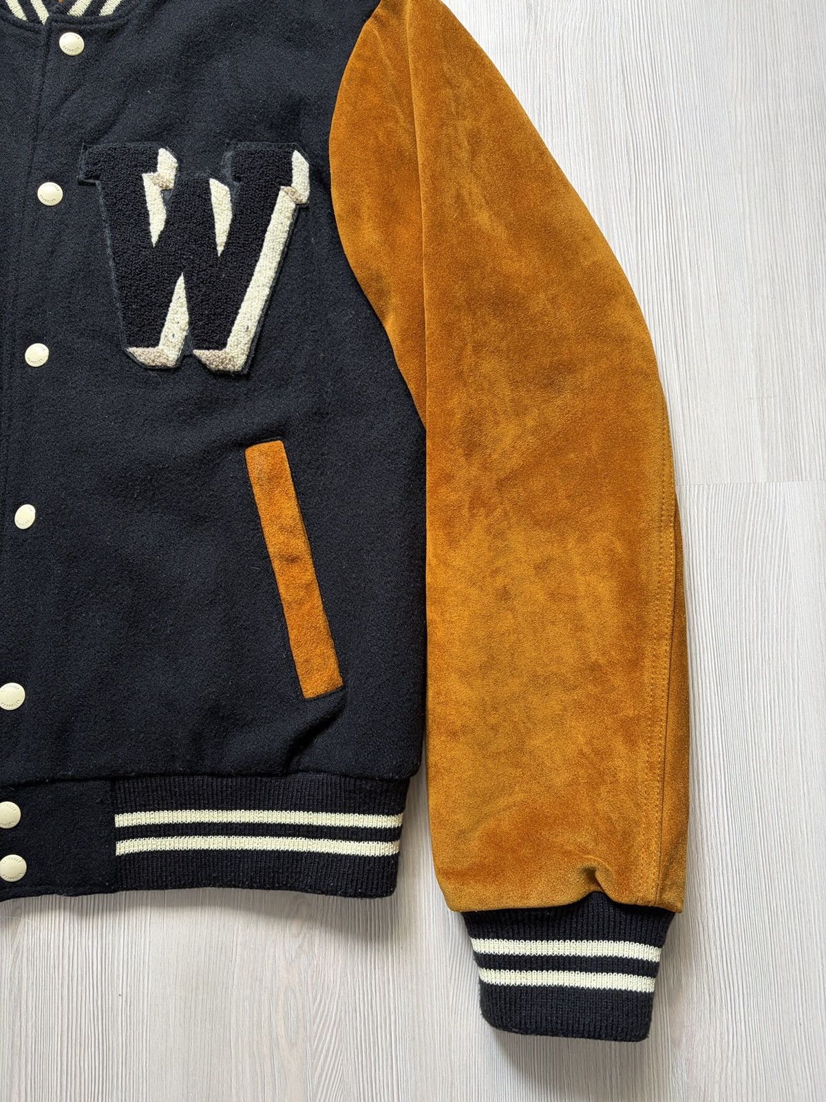 Wrangler Wrangler Varsity College Bomber Jacket Suede Sleeves Size US M / EU 48-50 / 2 - 4 Thumbnail