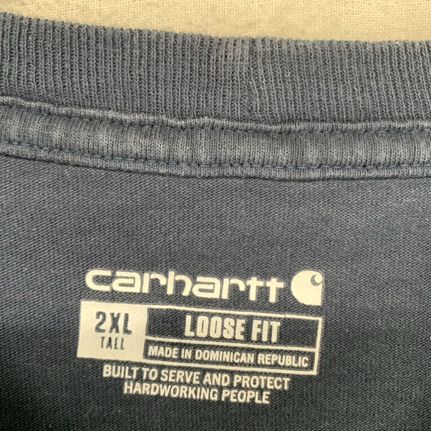 Carhartt VINTAGE Carhartt Mens Navy 2XLT TALL Short Sleeve T-Shirt Loose Fit All Cotton Size US XXL / EU 58 / 5 - 3 Thumbnail