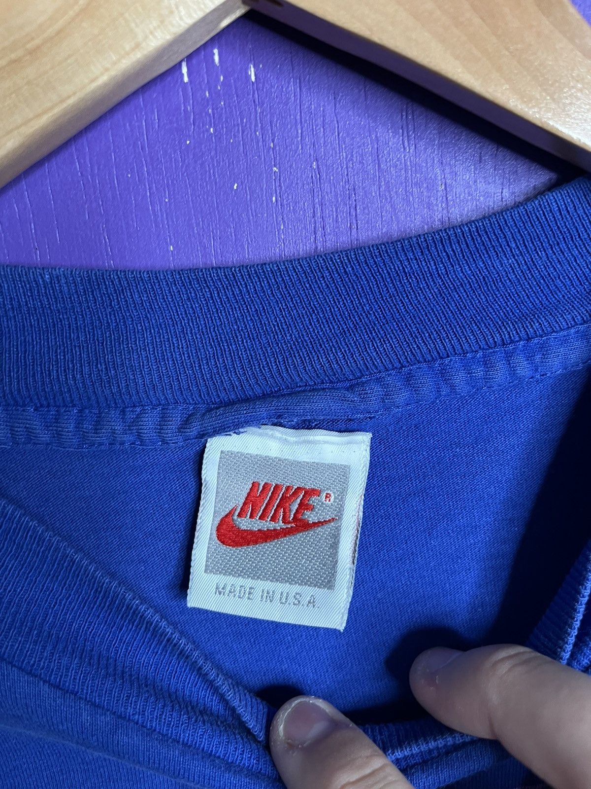 Nike × Vintage Vintage 90s Nike neon logo long-sleeve t-shirt Size US L / EU 52-54 / 3 - 4 Thumbnail