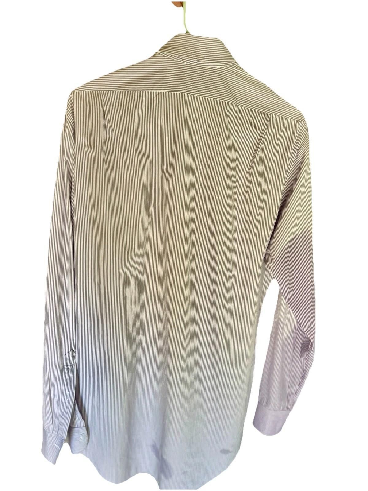 Sid Mashburn Sid Mashburn Dress Shirt – Purple/White Stripe 35 Size 36R - 9 Thumbnail