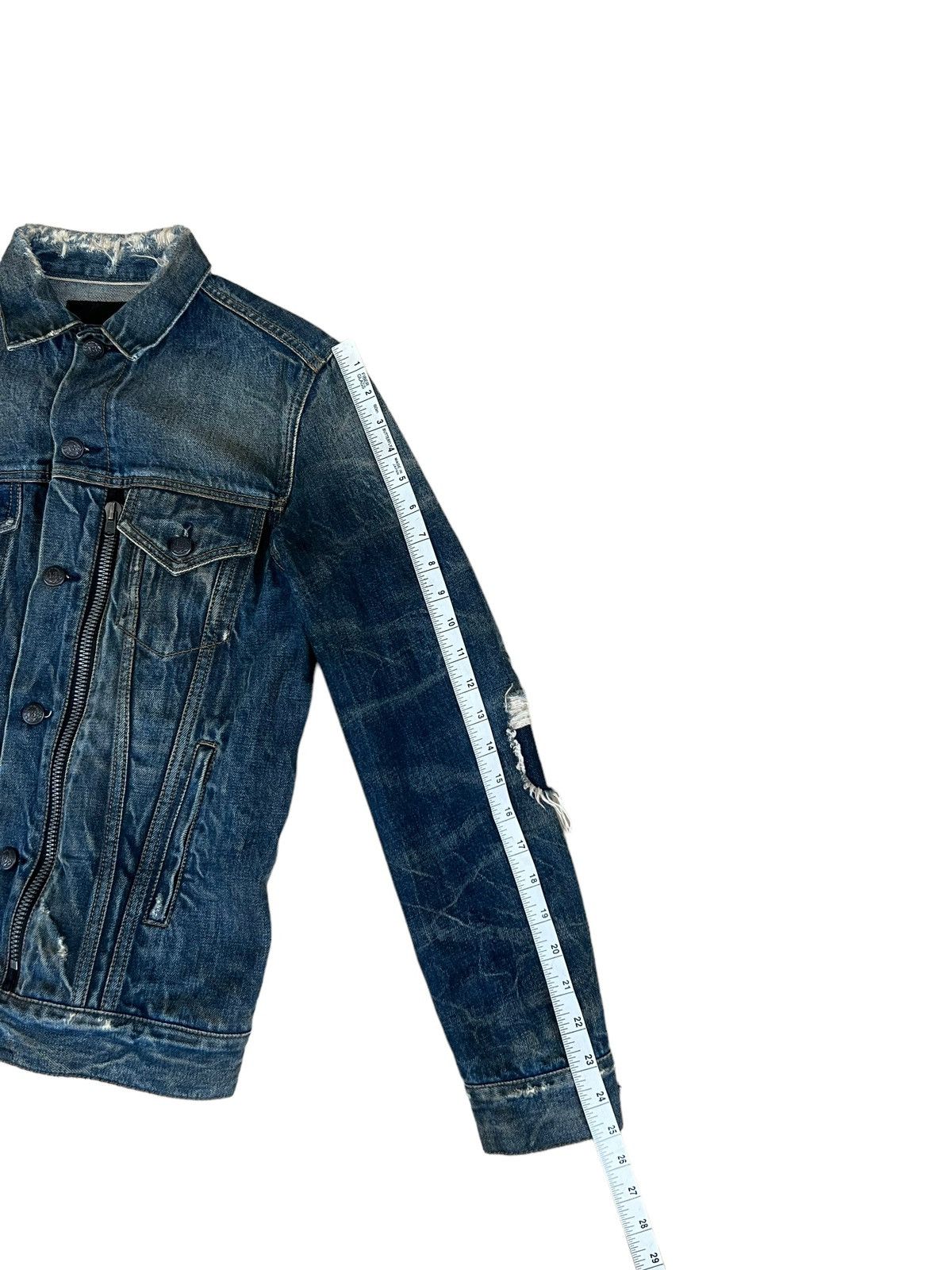 R13 R13 Italy Distressed Waxed Denim Trucker Jacket Type 3 Size US XS / EU 42 / 0 - 4 Thumbnail