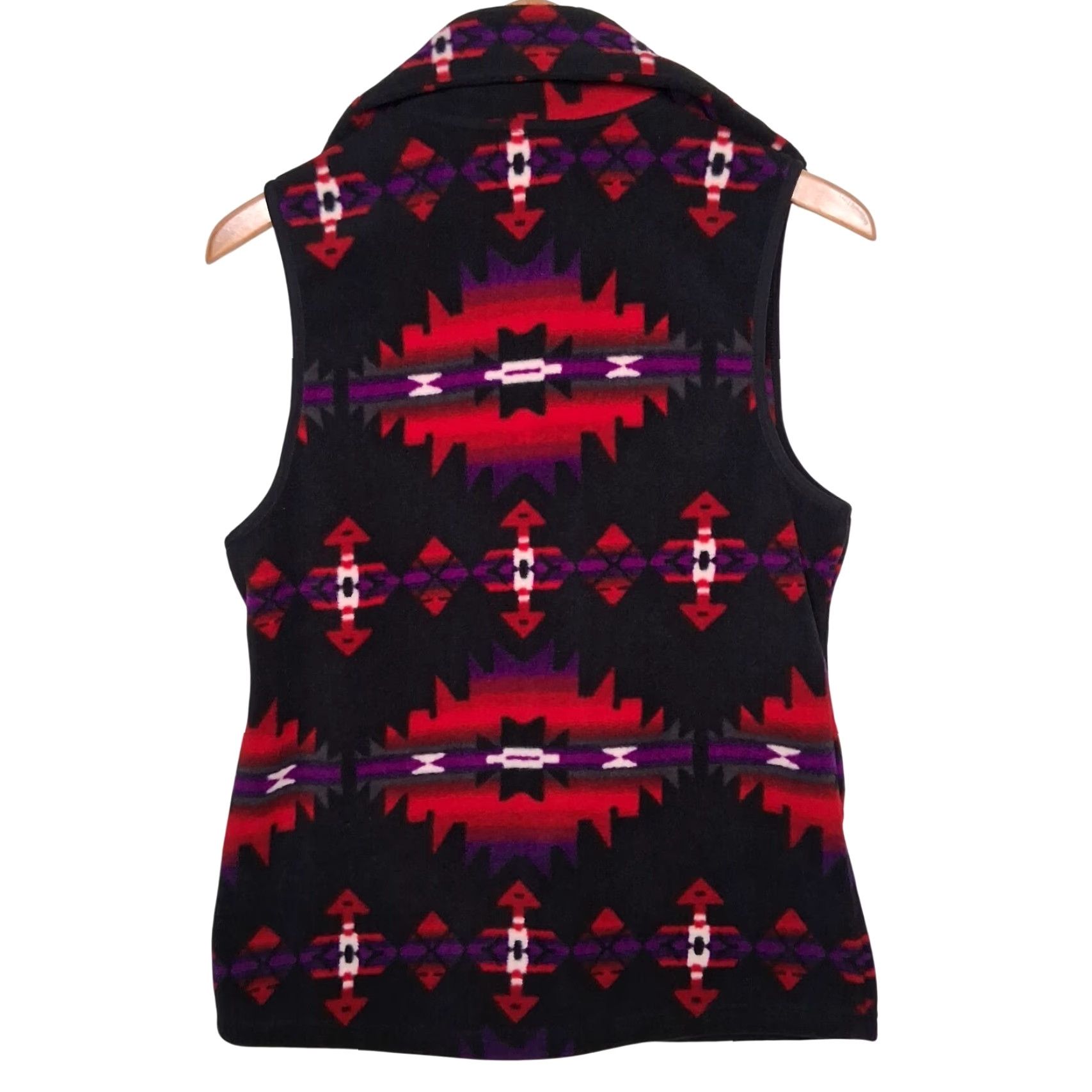 Chaps Chaps Vest Womens Small Multicolor Fleece Geometric Southwestern Aztec Southwest Vest High Neck Casual Travel Fall Winter Spring Button Zip Size S / US 4 / IT 40 - 3 Thumbnail