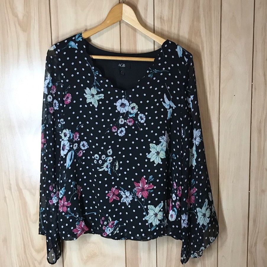 Other NWT AGB Pok A Dot Floral V-Neck Long Sleeve Blouse S Size S / US 4 / IT 40 - 1 Thumbnail