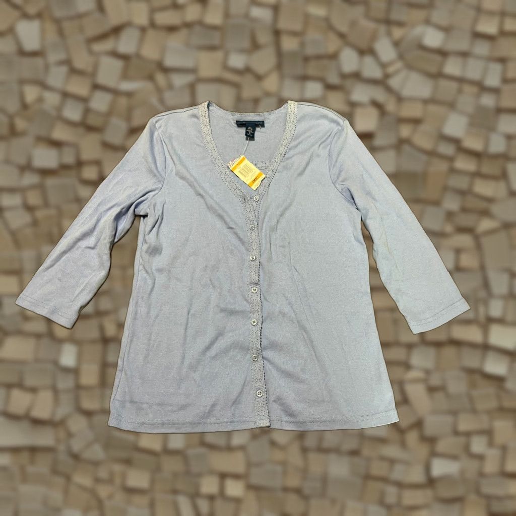 Vintage Karen Scott Sweater Cardigan, Women's Size Small, 3/4 Sleeve, Blue, NWT, Regular, Casual, Fall Spring Summer, Women, Shirt/Top, 0 Size S / US 4 / IT 40 - 1 Thumbnail