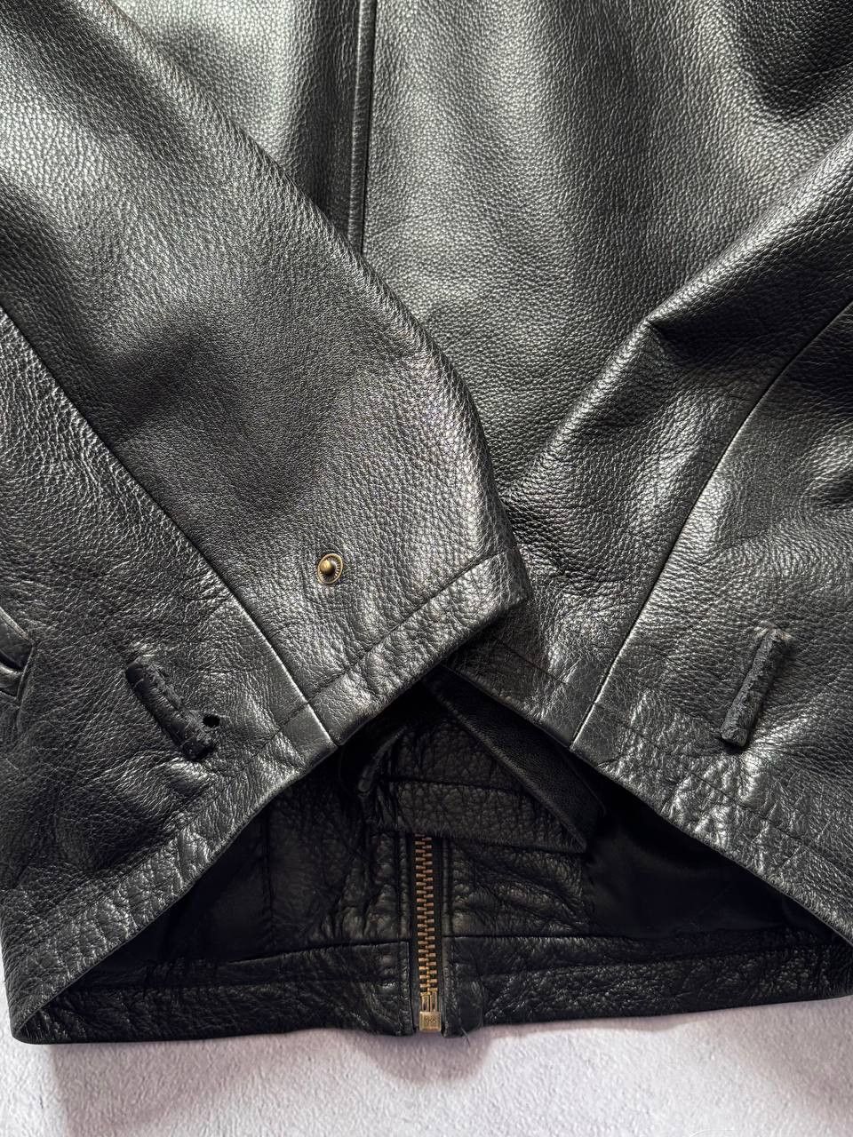 Genuine Leather Vintage Black Leather Jacket Heavyweight Zip Up Biker Bomber Size US XL / EU 56 / 4 - 8 Thumbnail