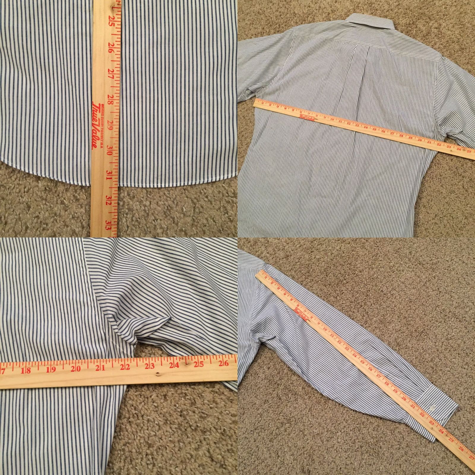 Van Heusen Van Heusen Shirt Mens Button-Up 15.5 Long Sleeve Blue White Striped Cotton Blend Button-Down Collar Size US L / EU 52-54 / 3 - 8 Thumbnail