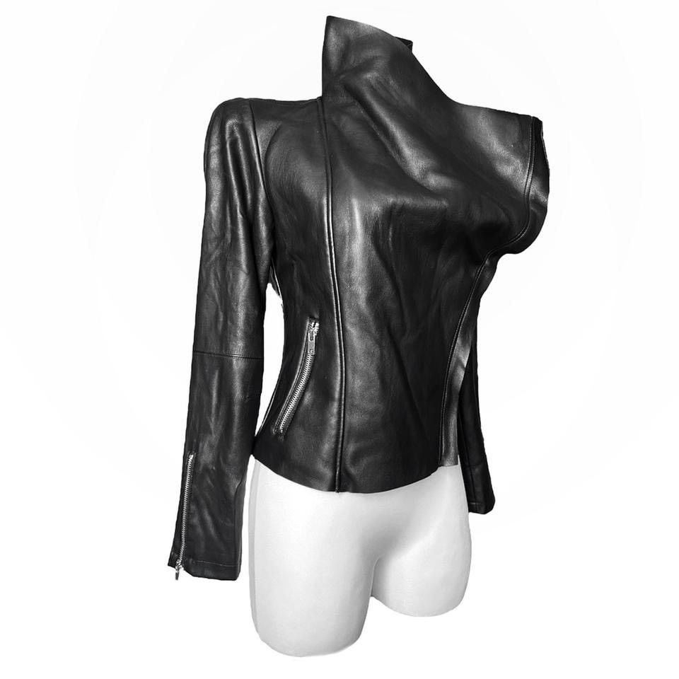 image of Avant Garde x Vintage Avant - Garde Style Leather Biker Jacket in Black, Women's (Size Small)