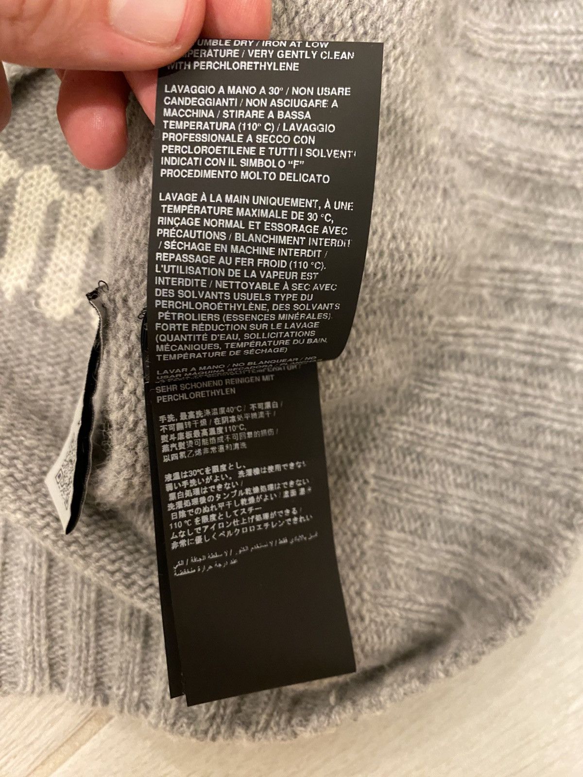 Palm Angels Palm Angels Intarsia Curved Logo Grey Melange Sweater Size US L / EU 52-54 / 3 - 7 Thumbnail