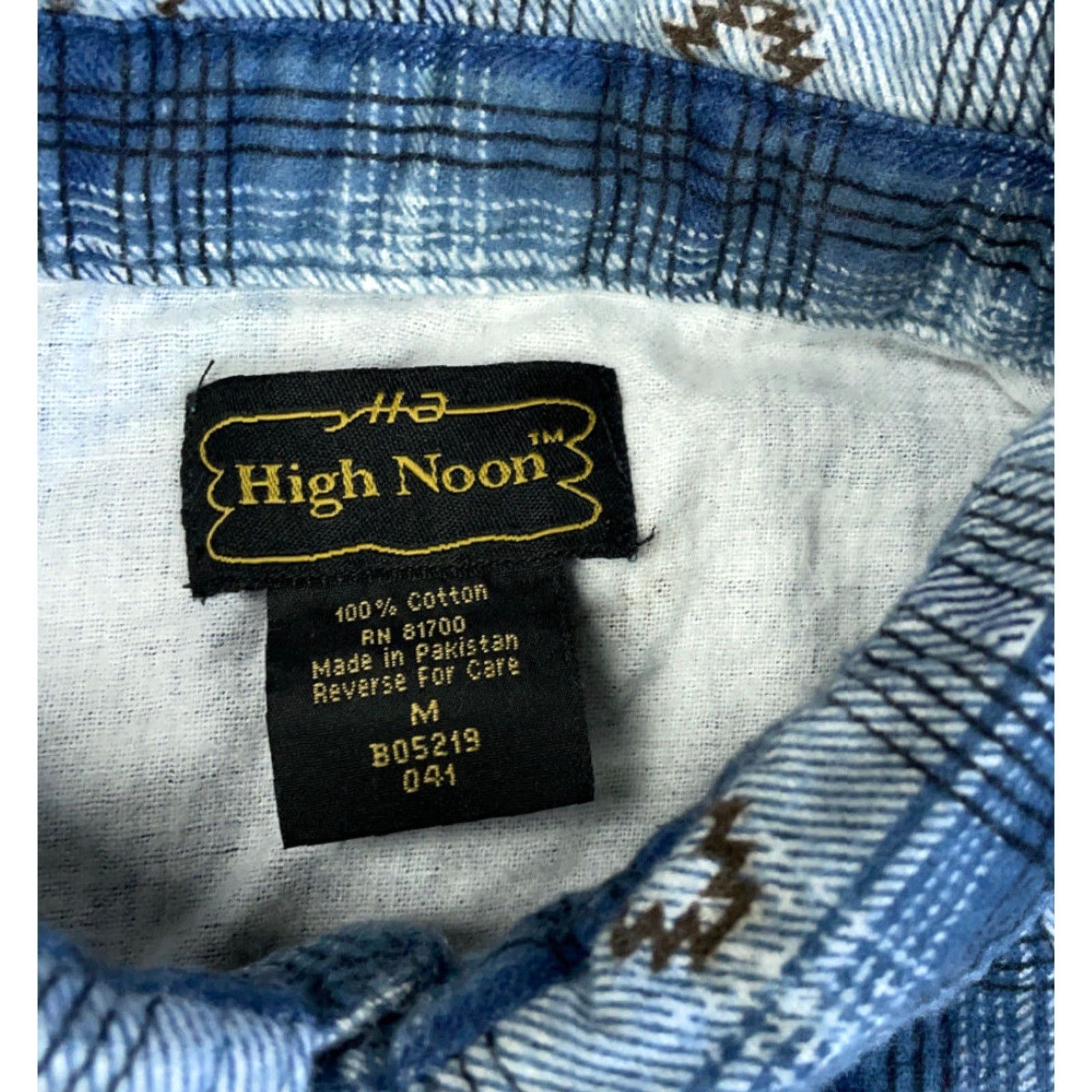 Vintage VINTAGE High Noon Men's Flannel Shirt Cotton Casual Western Plaid Snap Button-Medium Blue Rockabilly Size US M / EU 48-50 / 2 - 6 Thumbnail