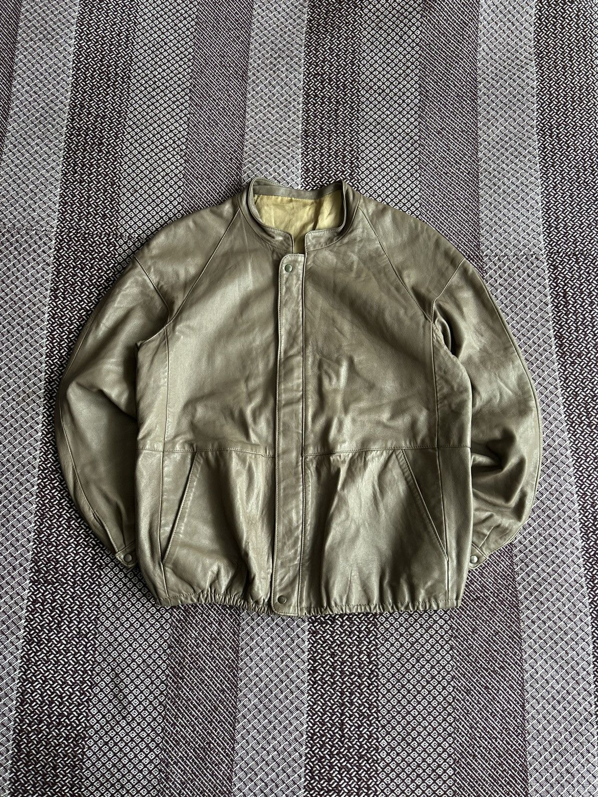 Vintage Leather Jacket Solid Style Unisex 80s Size Small