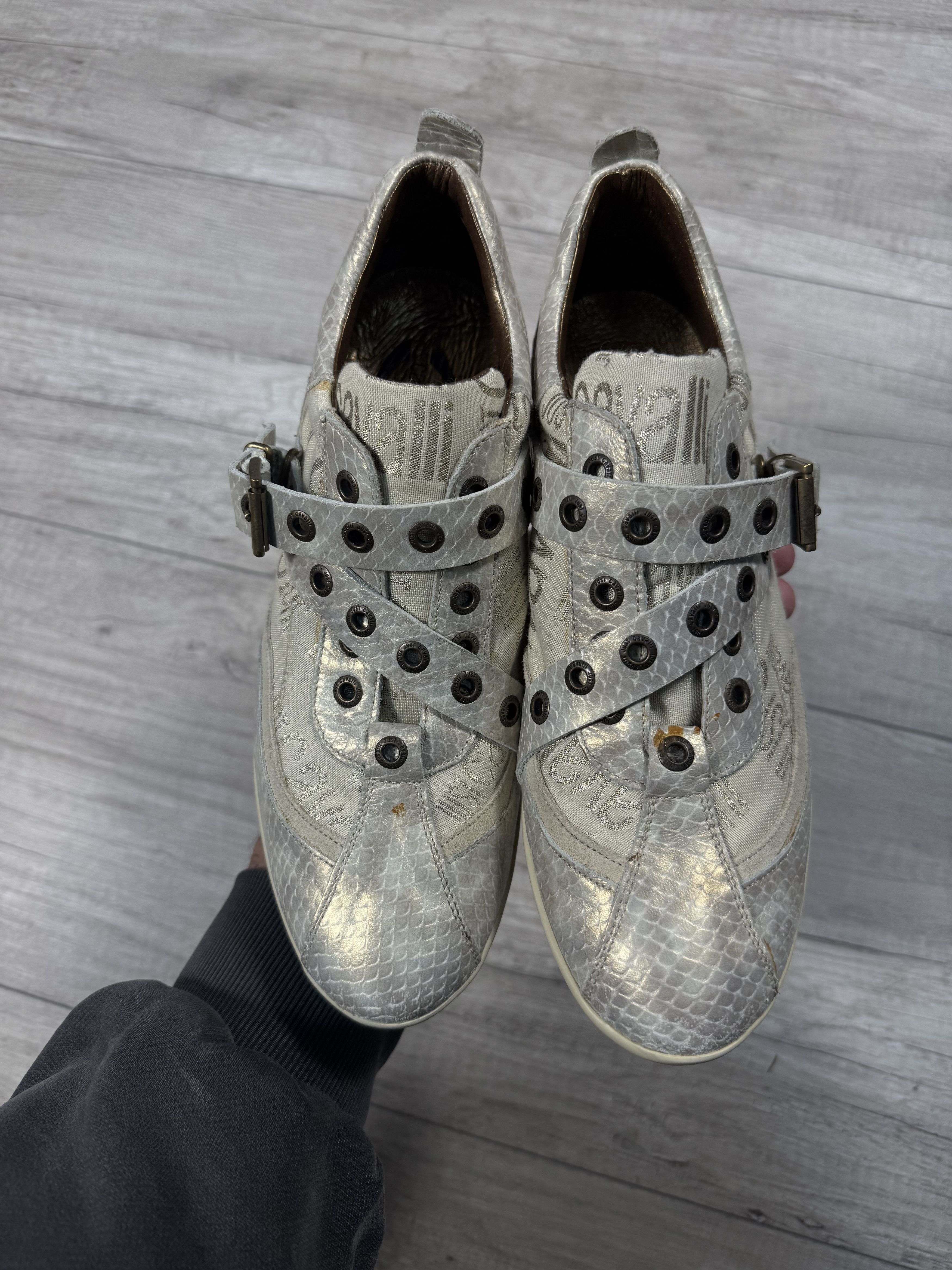 Roberto Cavalli Just Cavalli Vintage Y2K Avant Garde Snakeskin Sneakers Size US 6.5 / EU 39-40 - 3 Thumbnail