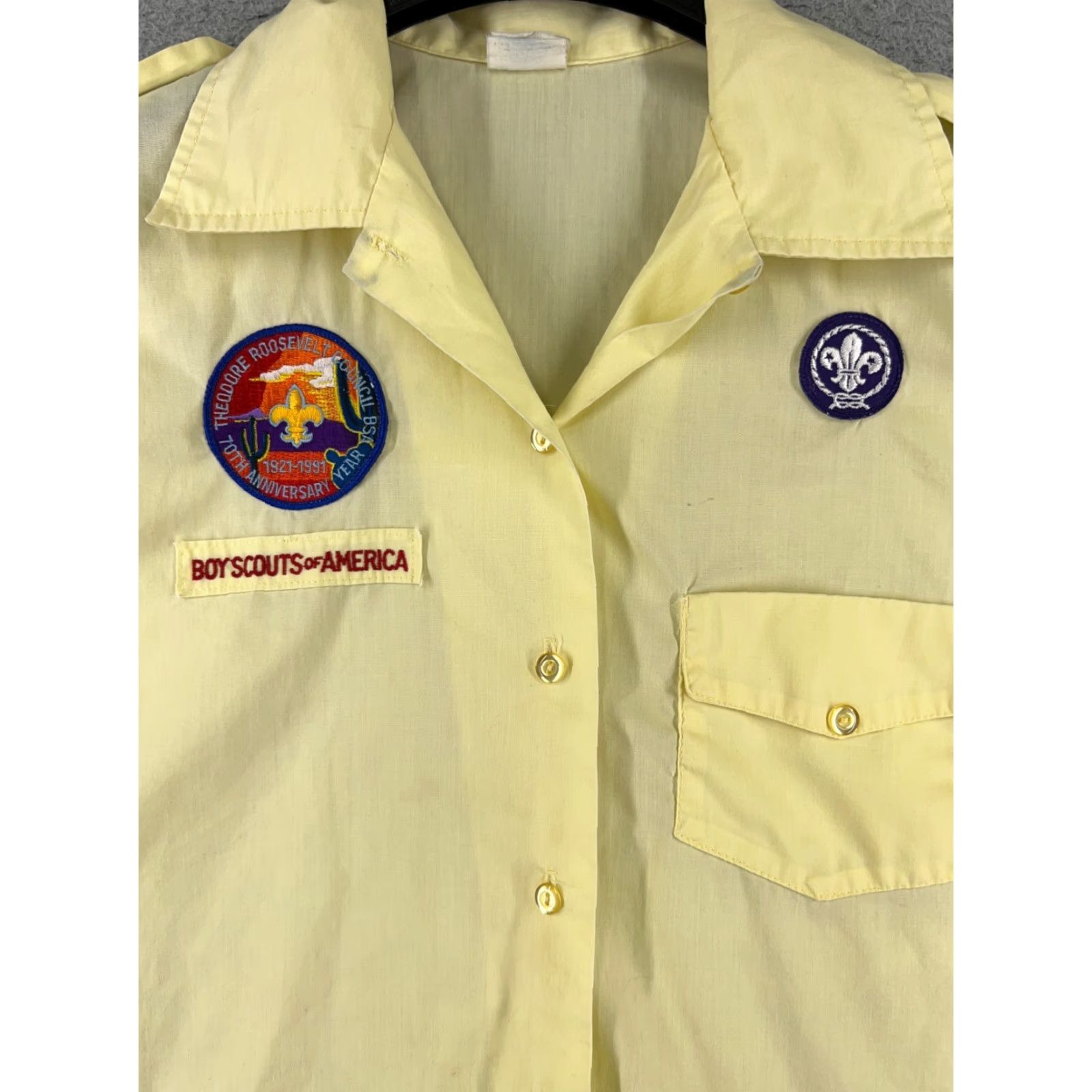Vintage VINTAGE Boy Scouts of America Shirt Women 14 Yellow 90s Official Blouse Button Up READ Womens Size XL / US 12-14 / IT 48-50 - 6 Thumbnail