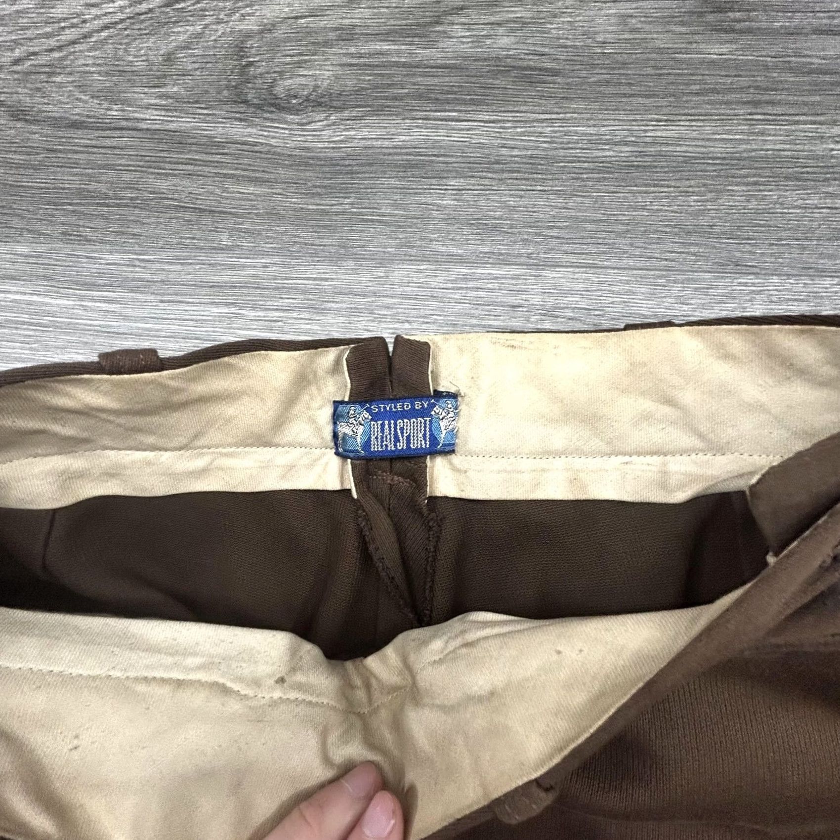Vintage VINTAGE Real Sport Mens 30x30 Brown Canvas Riding Pants Flat Front Straight Leg Workwear Casual Size US 30 / EU 46 - 7 Thumbnail