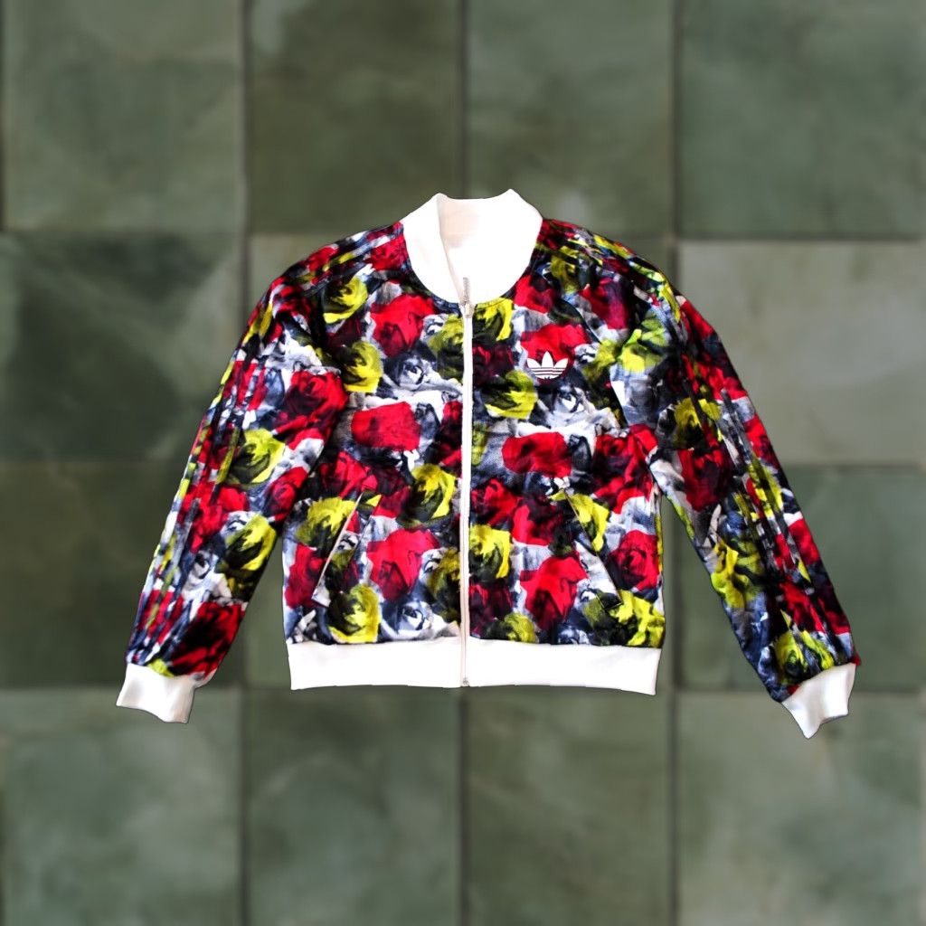 Adidas ADIDAS WOMENS STREETWEAR TRACK JACKET MULTICOLOUR FLOWERS TWO SIDED TOP JACKET Size S / US 4 / IT 40 - 1 Thumbnail