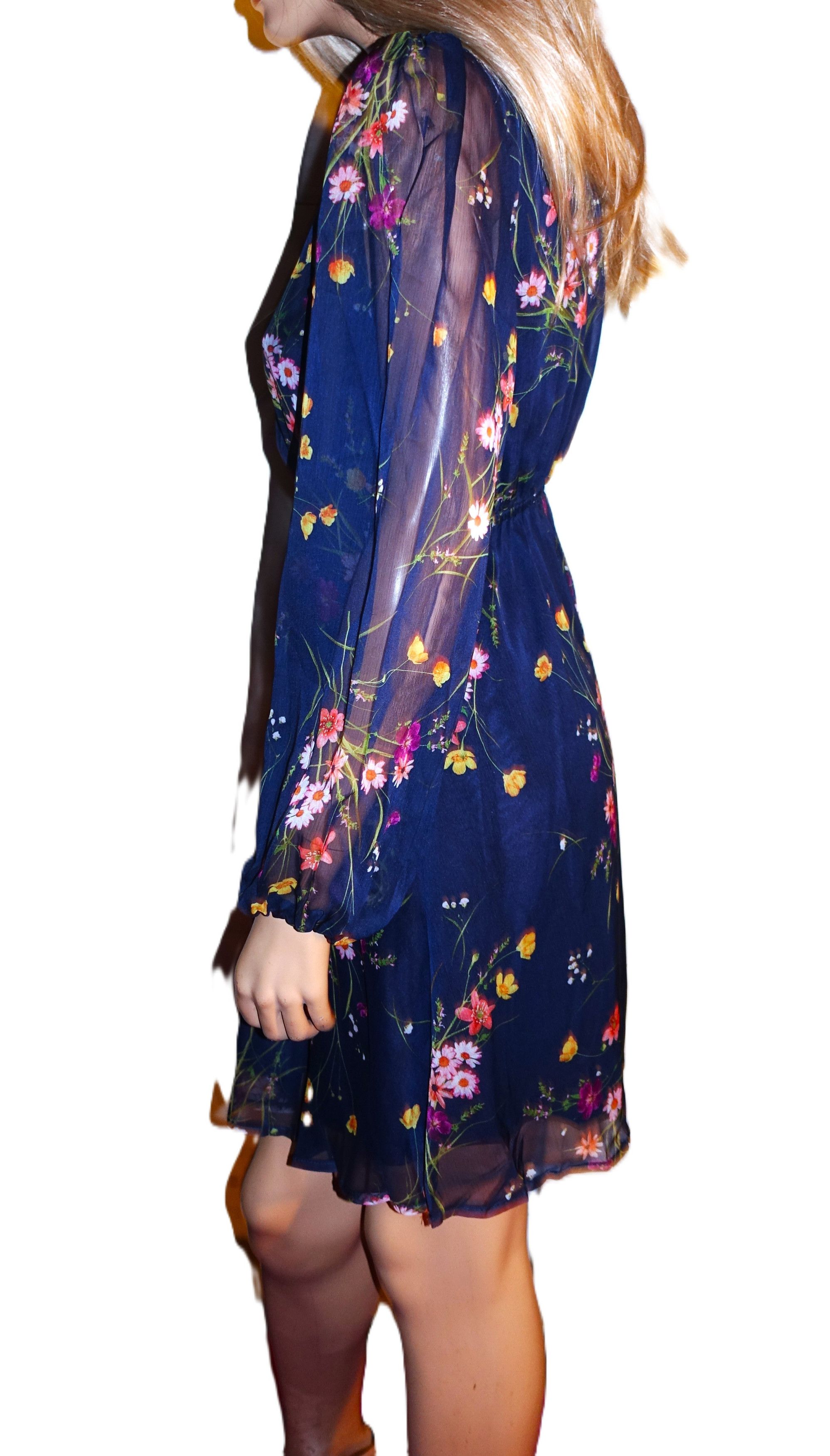 Other Cupshe Navy Blue Floral Faux Wrap Dress S NWT Size S / US 4 / IT 40 - 4 Thumbnail