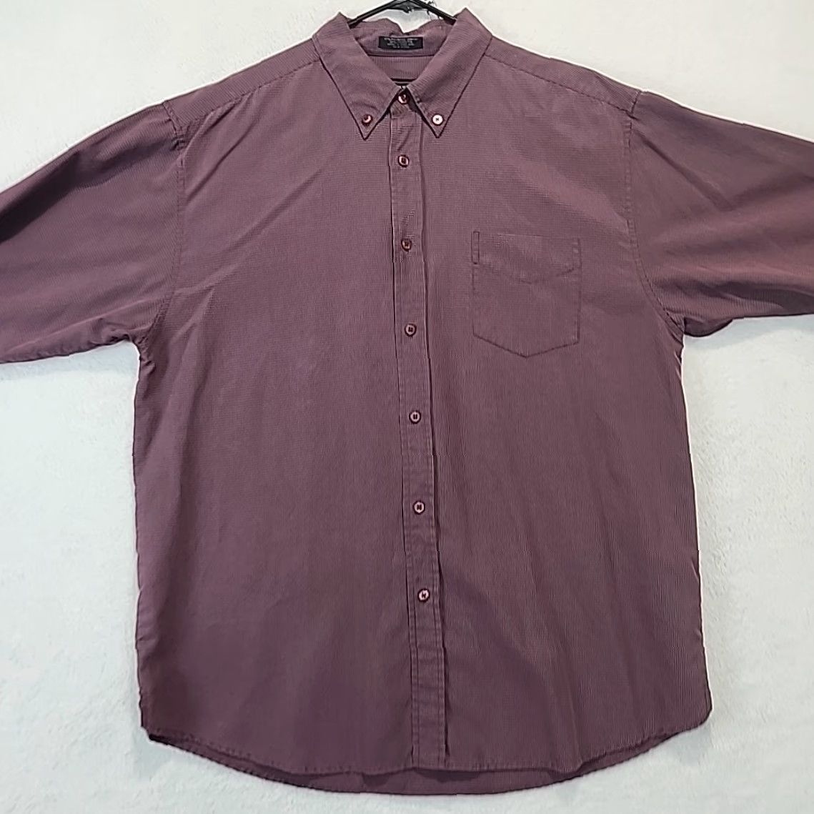Vintage VINTAGE Industrial Exchange Long Sleeve Men's Button-Up Shirt Burgundy Check Plaid 80s 90s Western Mens Regular L Size 42R - 3 Thumbnail