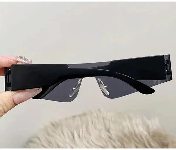 Electric Visual One Piece Flat Top Y2K Rimless Unisex Sunglasses Size ONE SIZE - 4 Thumbnail