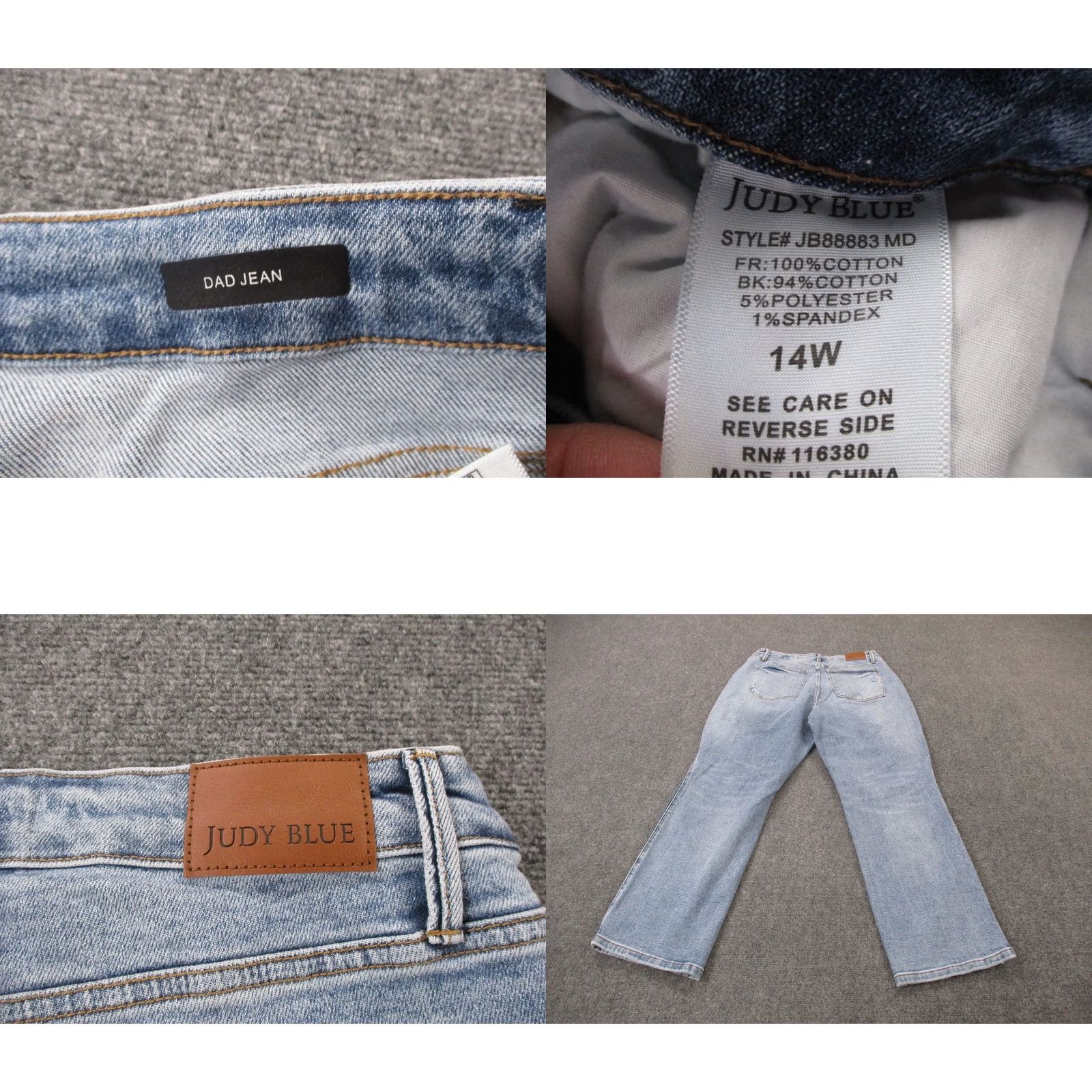 Vintage Judy Blue Jeans Womens 14W Blue Dad Jean Preppy Casual Y2K Faded Stretch Plus Jeans Size 24" / US 00 / IT 34 - 8 Thumbnail