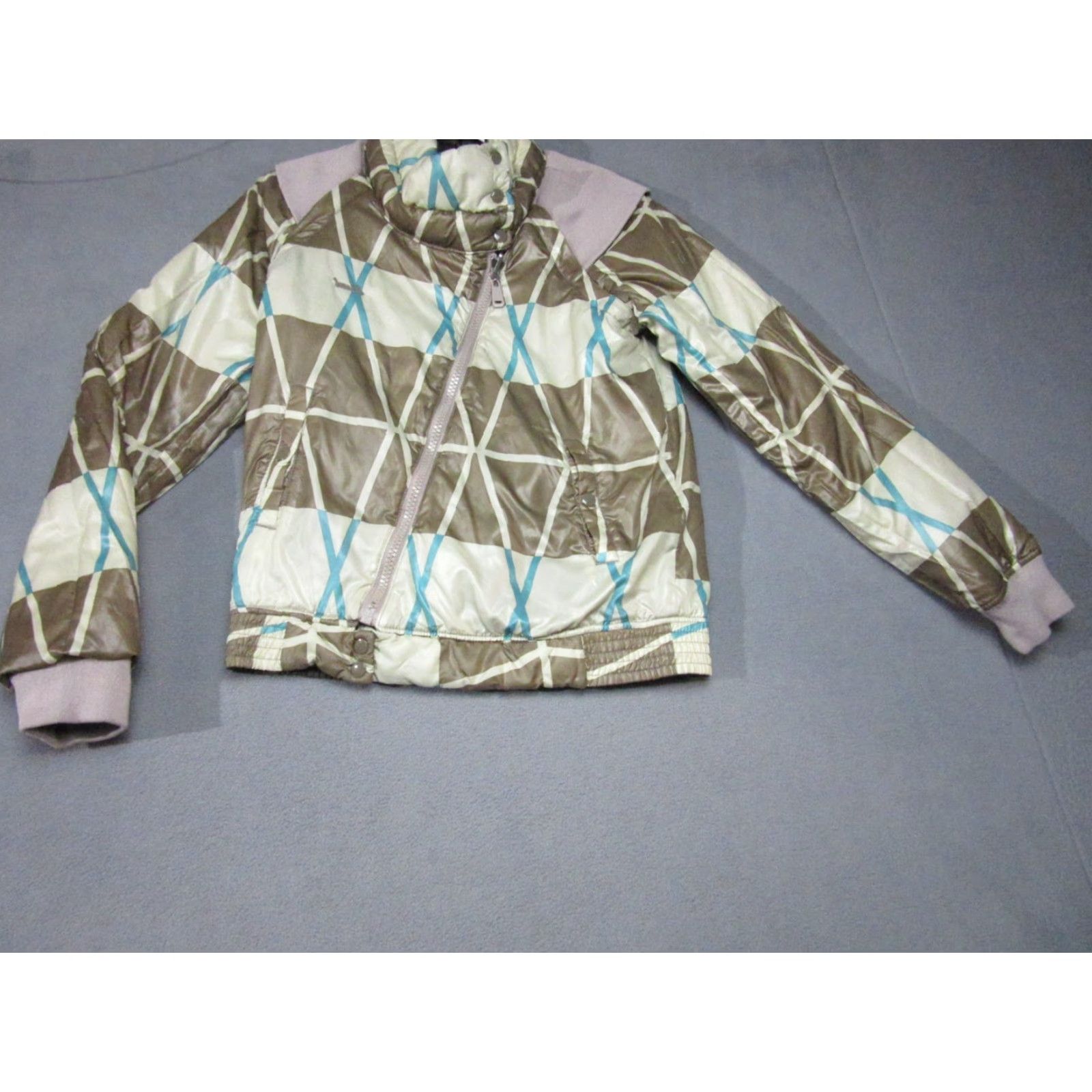 Diesel Diesel Jacket Womens Small Brown Geometric Reversible Puffer Removable Sleeves Zip Size S / US 4 / IT 40 - 2 Thumbnail