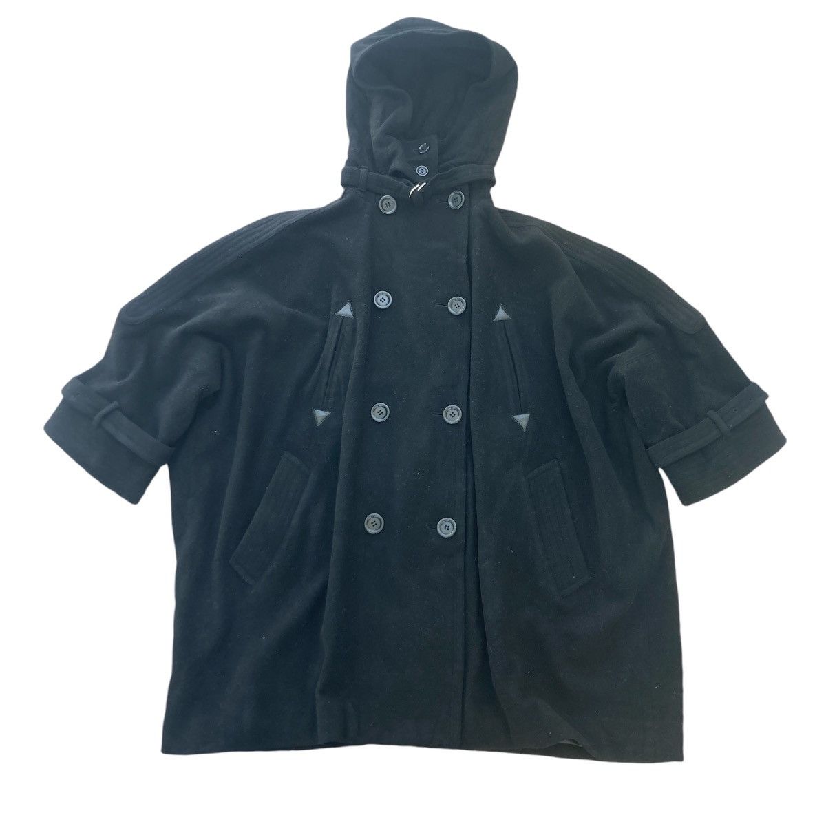 Tsumori Chisato TSUMORI CHISATO WOOL PEACOAT PONCHO WITH HOOD Size L / US 10 / IT 46 - 1 Thumbnail