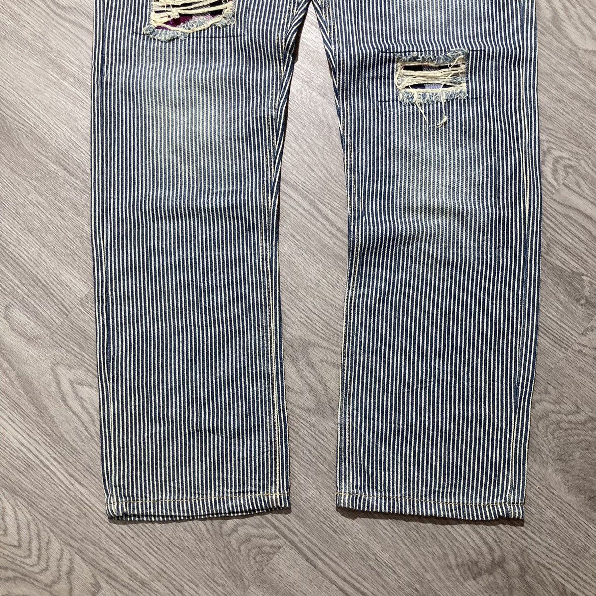 Japanese Brand 2000s Japanese Brand Double Waist Ripped Striped Pants Size US 29 - 6 Thumbnail