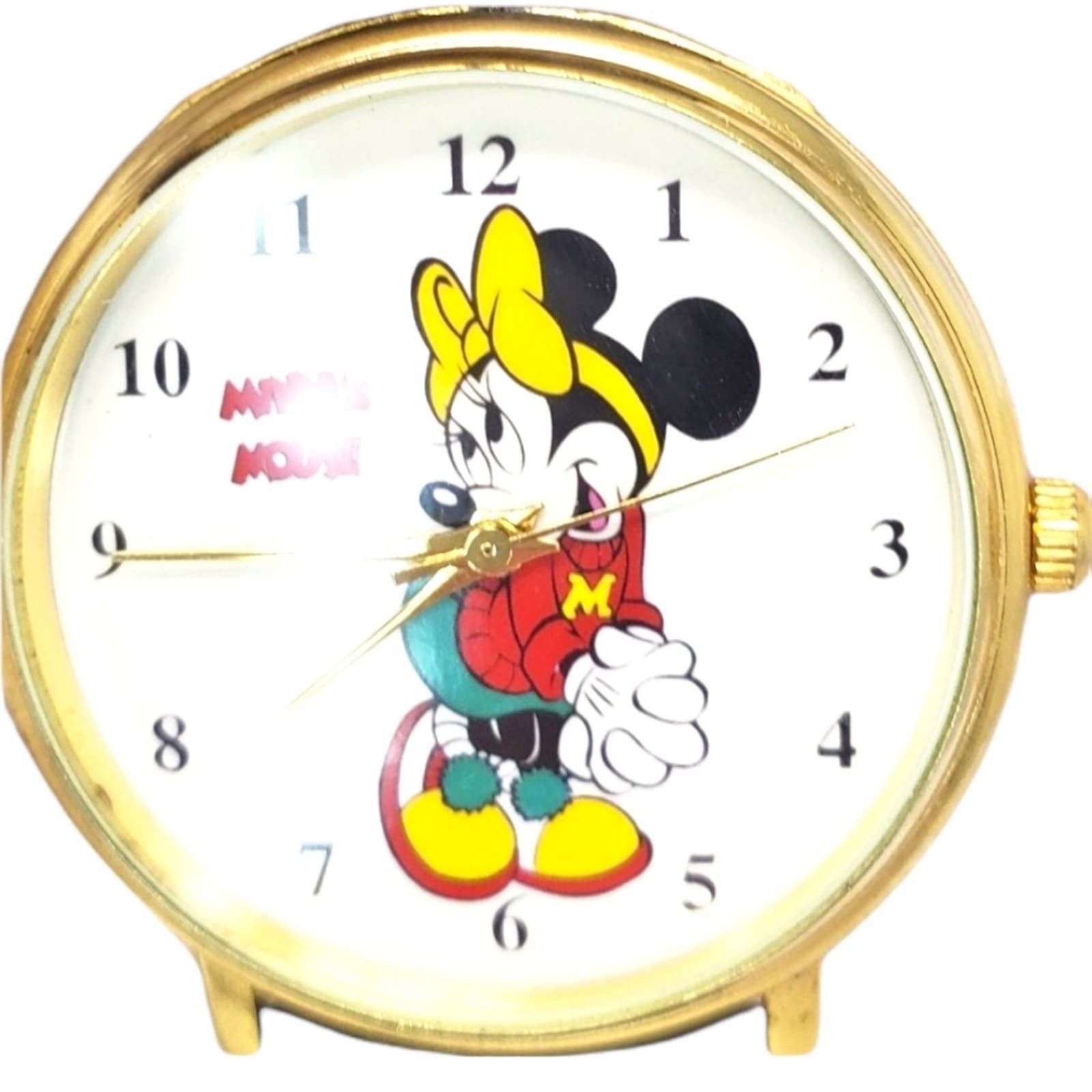 image of Disney Minnie School Spirt VTG Round Gold Watch H2F in Red, Women's