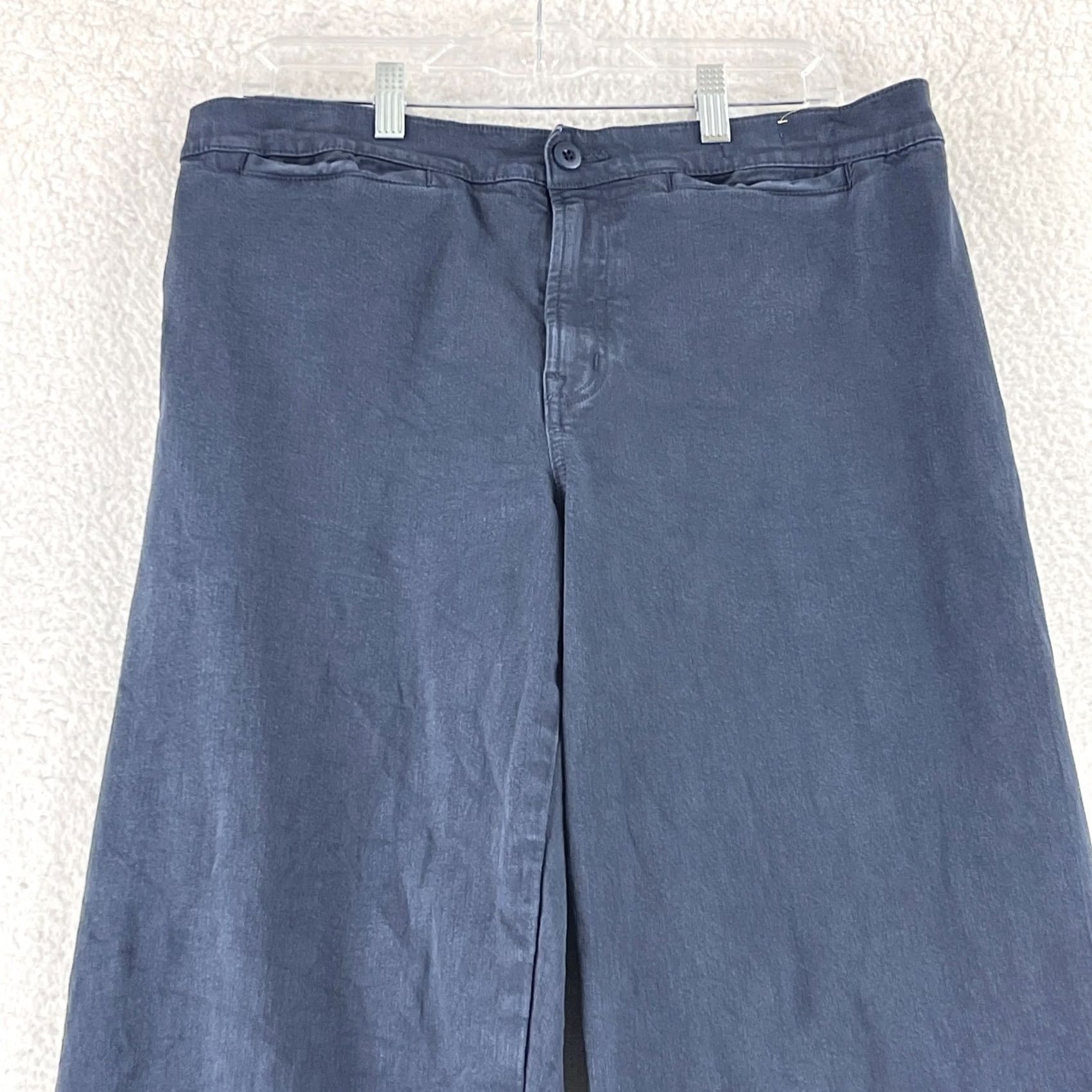 Madewell Madewell Emmett Pants Womens Size 32 Blue Wide-Leg Crop High-Rise Casual Pocket Pants Size 24" / US 00 / IT 34 - 2 Thumbnail