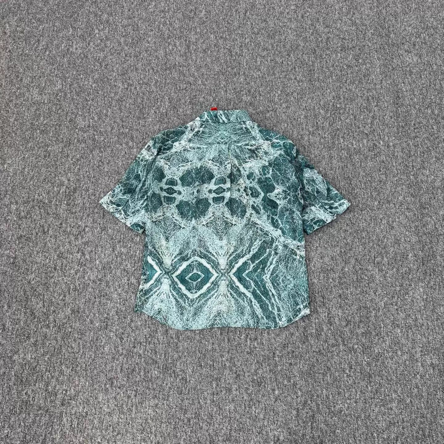 Louis Vuitton LV Turquoise Marbled Silk SS Shirt S 98 New Unisex Size S / US 4 / IT 40 - 2 Thumbnail