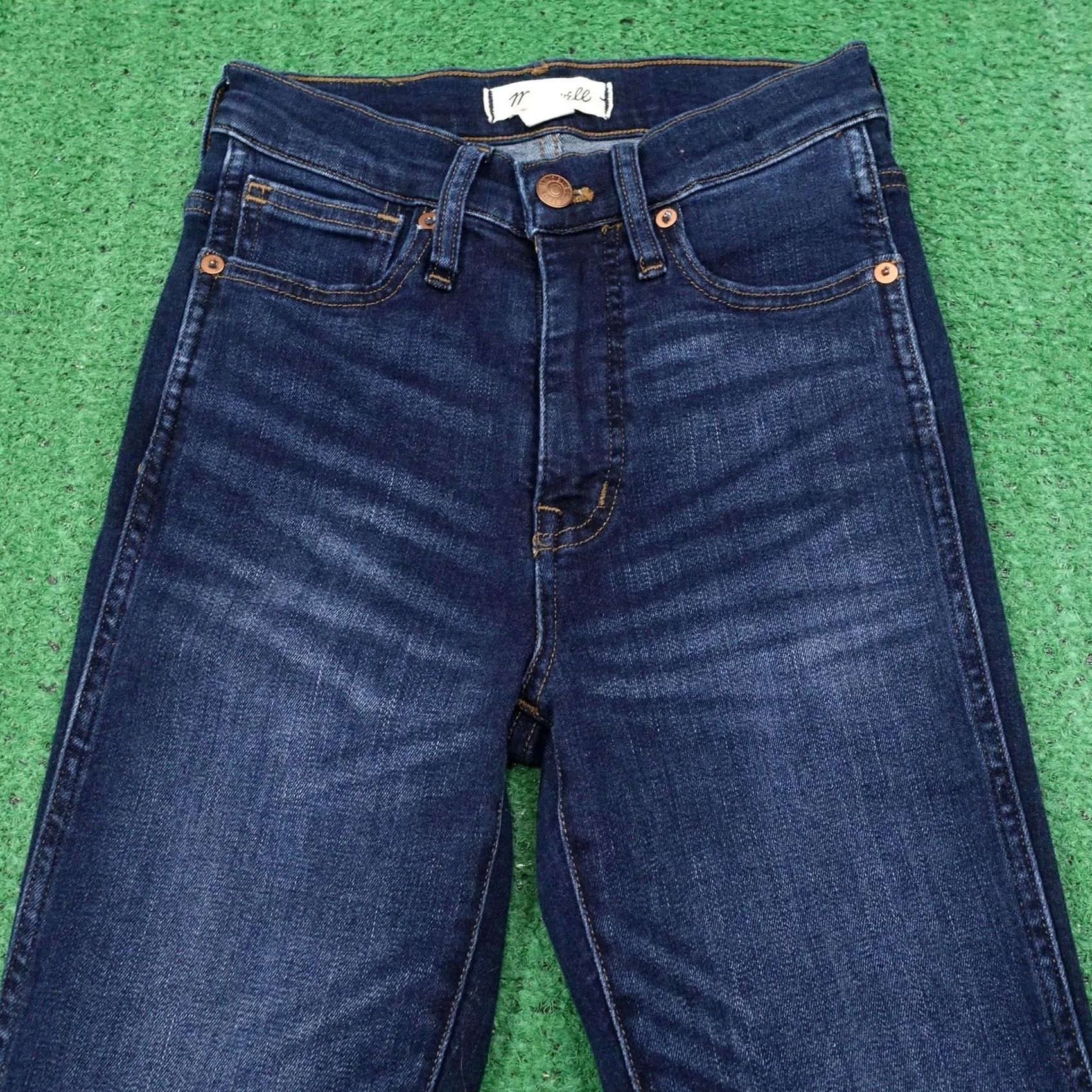 Madewell Madewell Jeans Womens 24 Blue 10" High Rise Skinny Dark Wash Stretch 24x28 Size 42" / US 20 - 2 Thumbnail