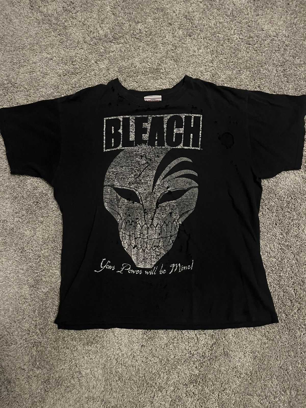 image of Vintage Bleach Anime Tee Ichigo Thrashed in Black, Men's (Size XL)