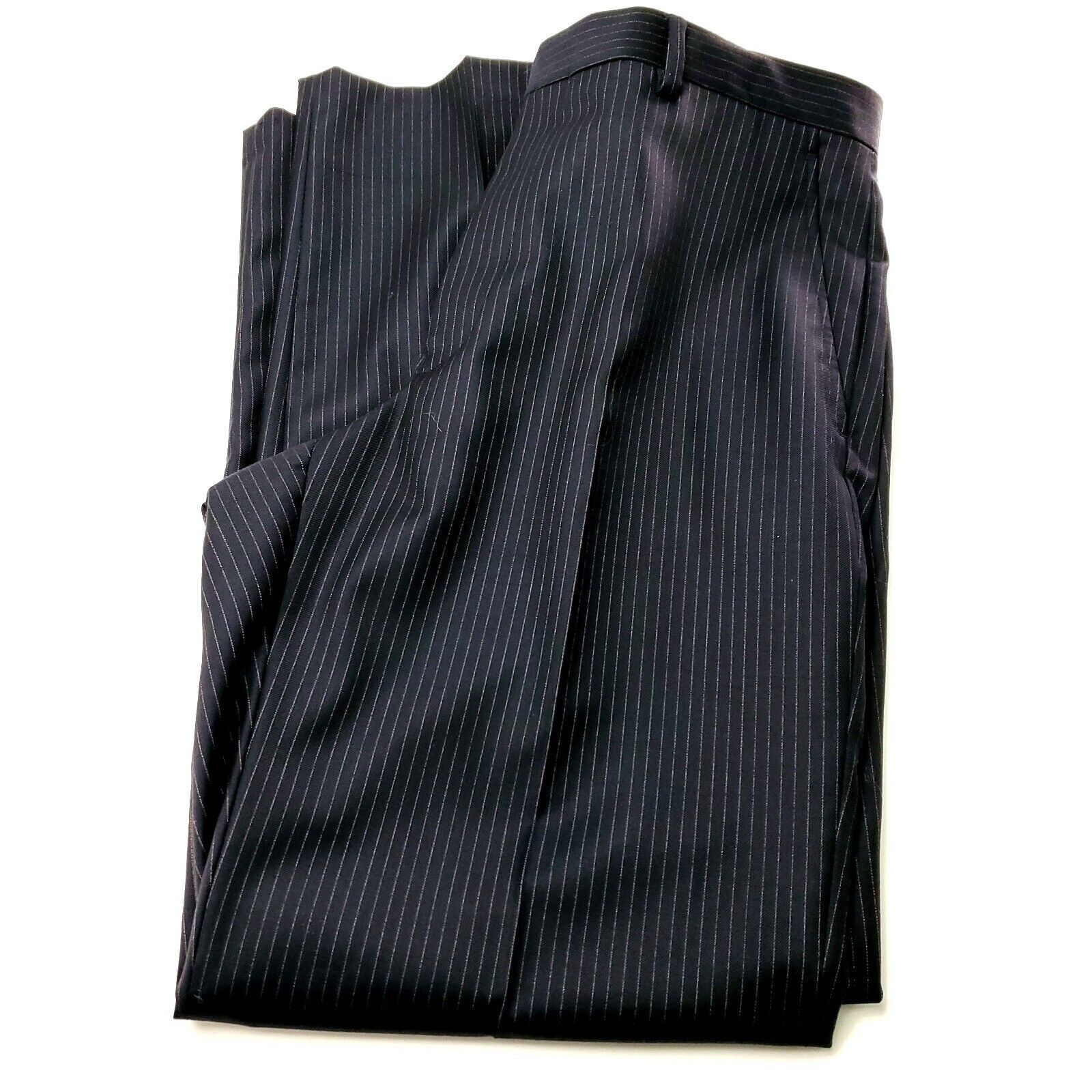 Marks & Spencer Marks Spencer Wool 2 Button 2 Piece Suit 40L Blue Striped 34 Size 40L - 3 Thumbnail
