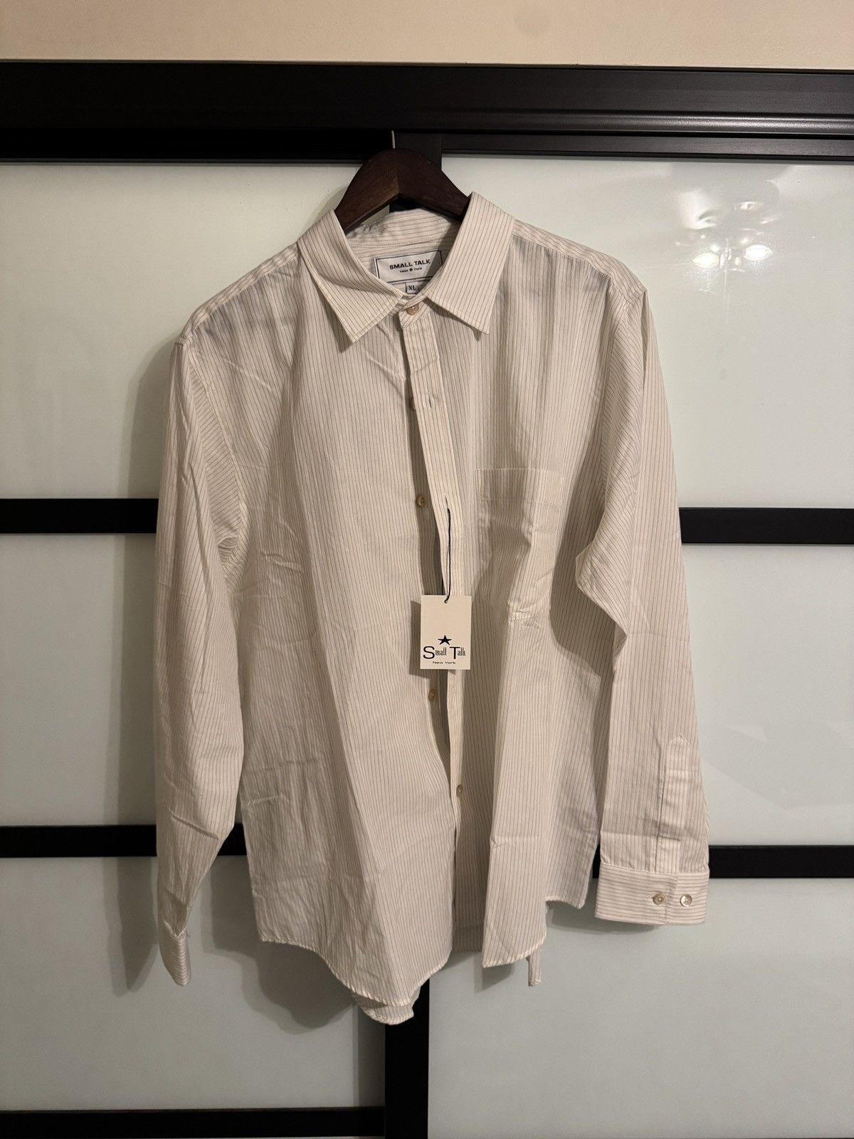 Other SMALL TALK STUDIO: Curve Hem Dress Shirt: Light brown stripe Size US XL / EU 56 / 4 - 4 Thumbnail