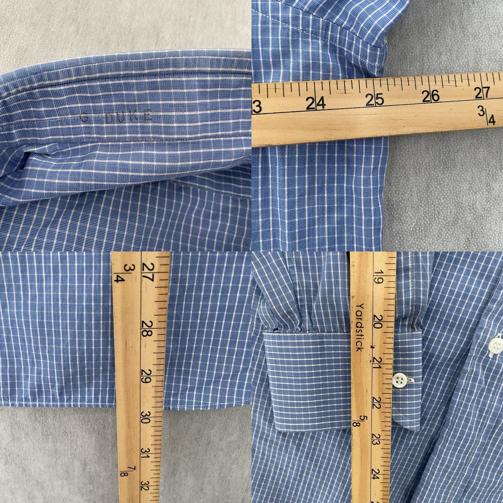 Brioni VINTAGE Brioni Shirt Men 17 Blue Check Long Sleeve Cotton Business Dresswear Italy Size US XL / EU 56 / 4 - 8 Thumbnail