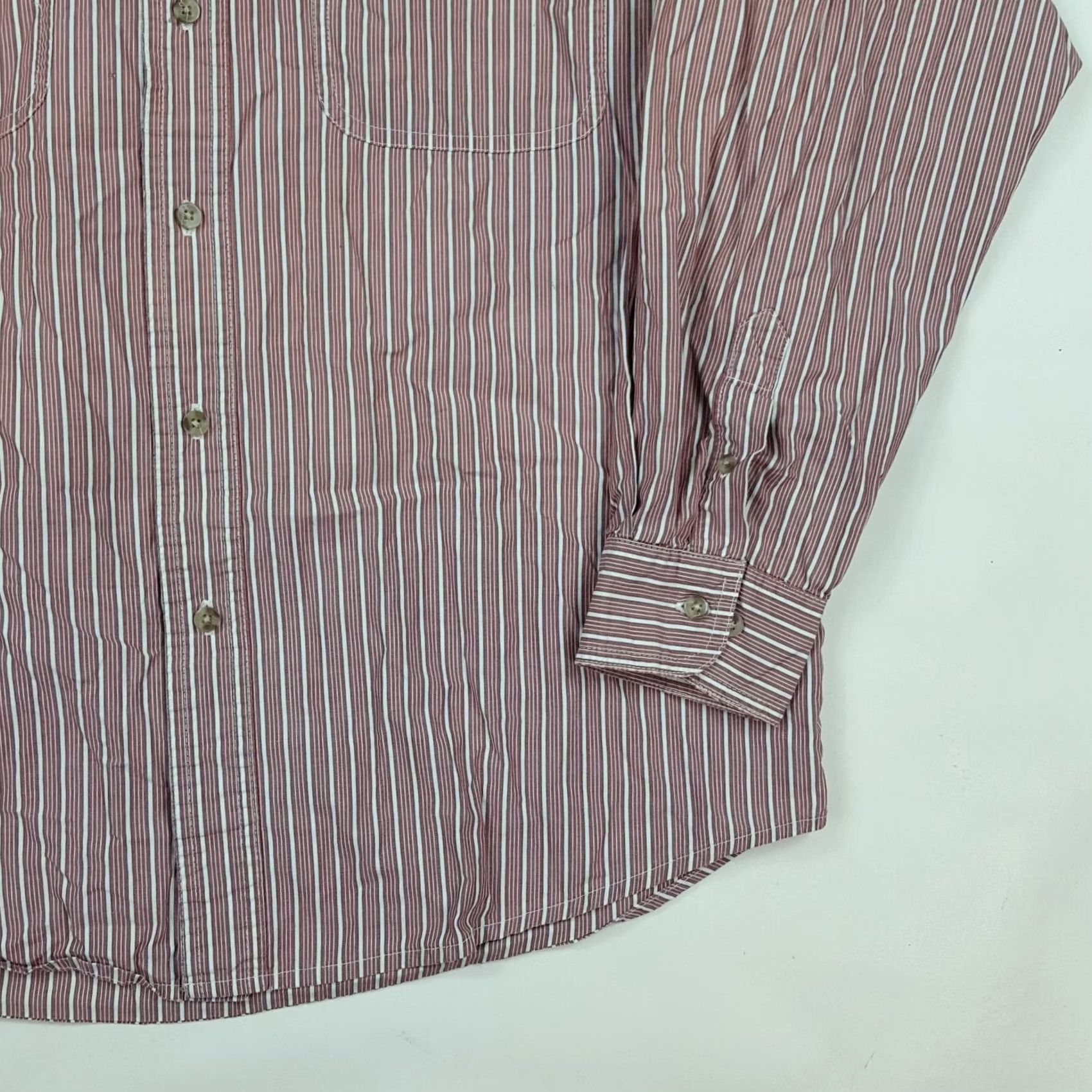 Wrangler VINTAGE Wrangler Striped Long Sleeve Men's L Button Up Dress Shirt Work Western Size 42R - 3 Thumbnail