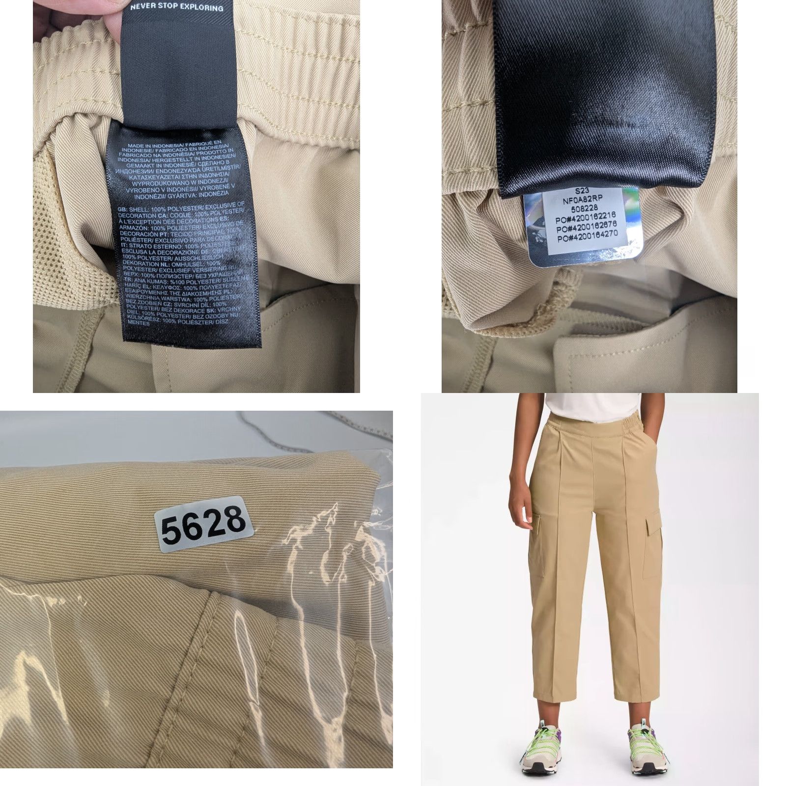 The North Face The North Face W Cargo Pant Khaki Beige Regular Fit XL Womens Pockets Lightweight Zip Pocket Hiking Size 40" / US 18 - 9 Thumbnail