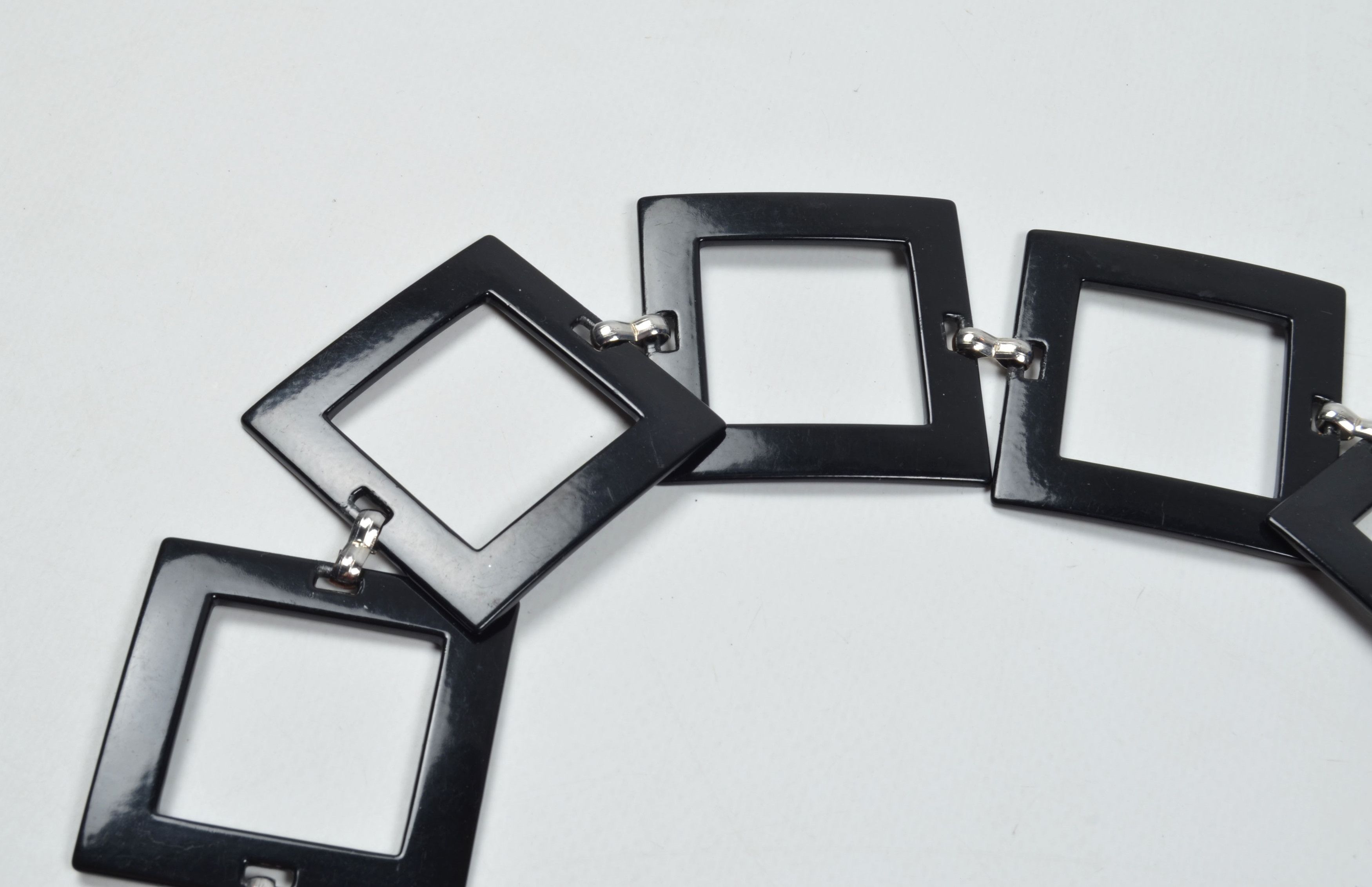 Vintage Vintage Geometric Metal Waist Belt with Black Square Links Size ONE SIZE - 3 Thumbnail