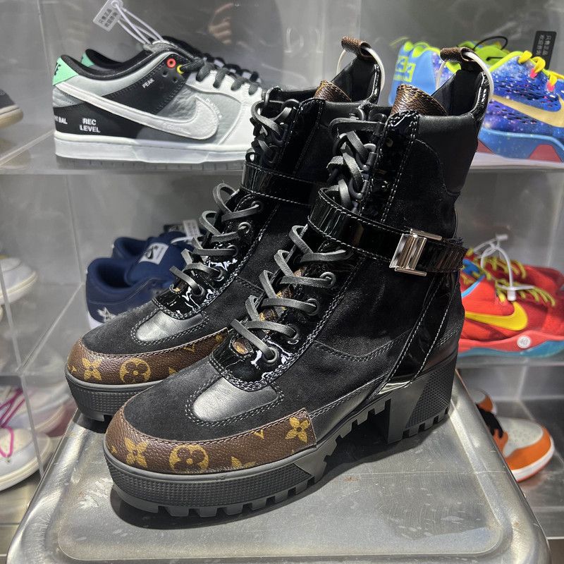 Louis Vuitton Louis Vuitton Black Monogram Mid-Calf Martin Boots 0079 Size US 6.5 / EU 39-40 - 1 Thumbnail