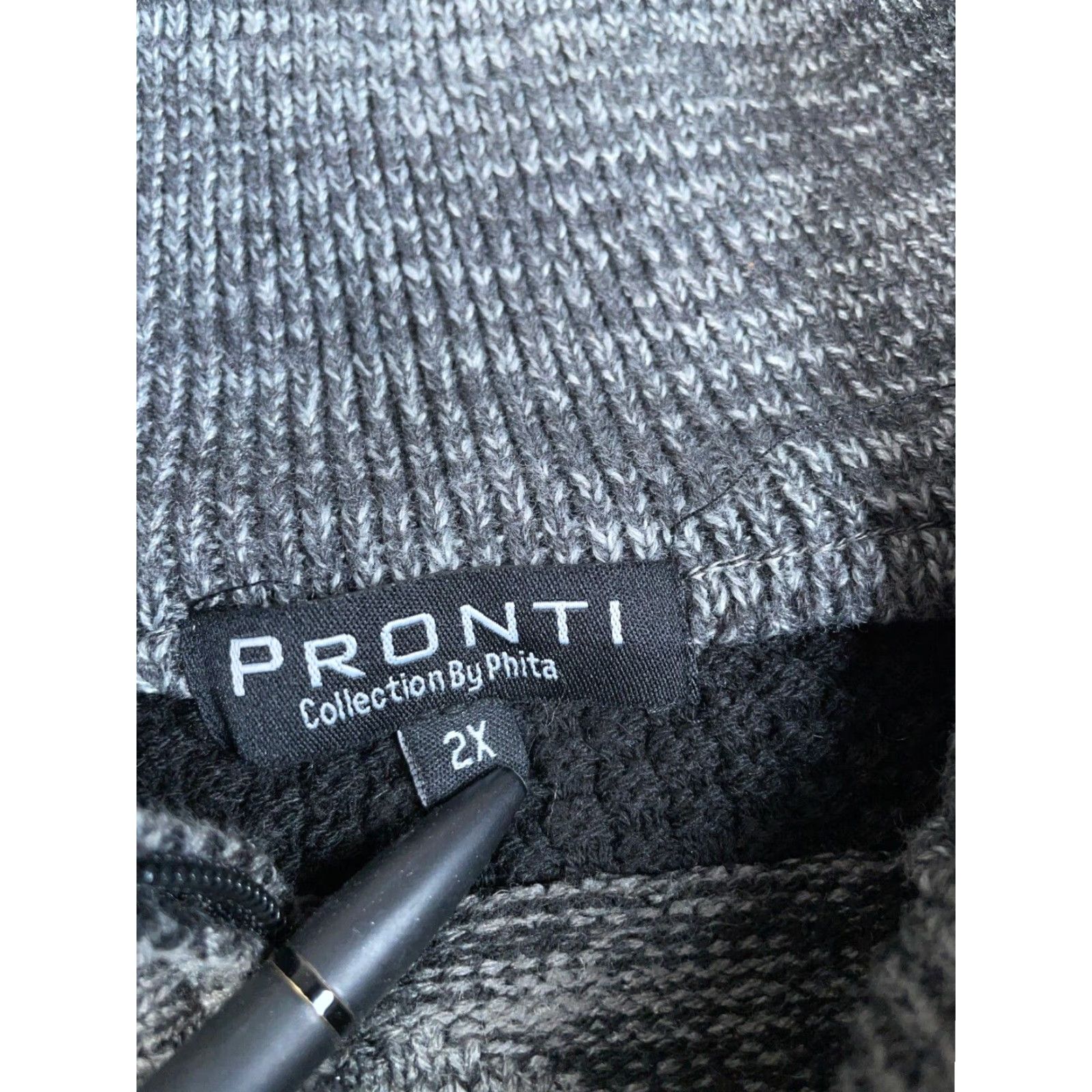 Vintage Pronti Striped 1/4 Zip Sweater Mens Adult Big 2X Gray Black Heavyweight Collared Pullover Knit Wool Acrylic Nylon Polyester Size US XXL / EU 58 / 5 - 3 Thumbnail