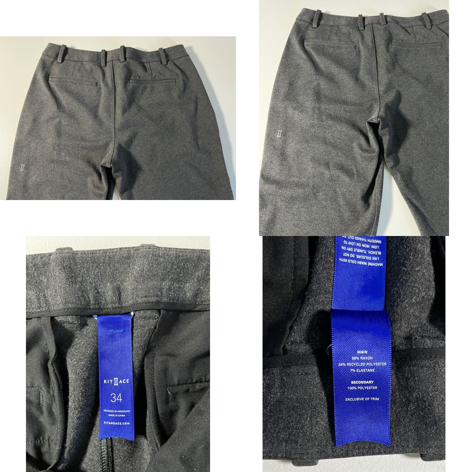 Vintage Kit and Ace Men’s Chino Pants Rayon Blend Stretch Gray 34 Inseam 29.5 Straight Front Flat Waist 34 Size 34 Regular Size US 34 / EU 50 - 8 Thumbnail