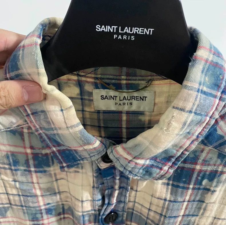 Saint Laurent Paris Blue Rendered Plaid Shirt Size M-2505 Size US M / EU 48-50 / 2 - 3 Thumbnail