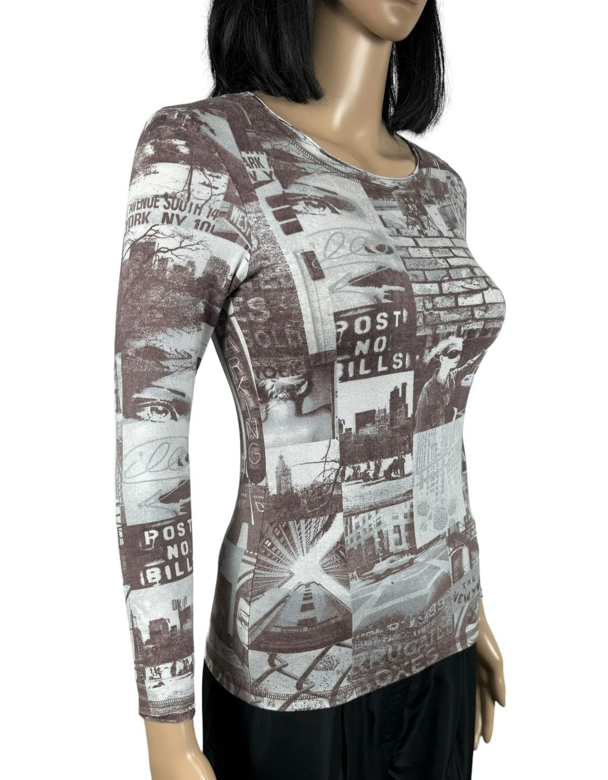 DKNY DKNY Newspaper Printed Stretch Blouse size 10 Size S / US 4 / IT 40 - 4 Thumbnail