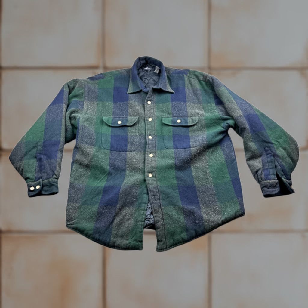 Van Heusen VINTAGE Van Heusen Shirt Jacket Adult LARGE Green Plaid 90s Barn Coat Jacket Men Size US L / EU 52-54 / 3 - 1 Thumbnail