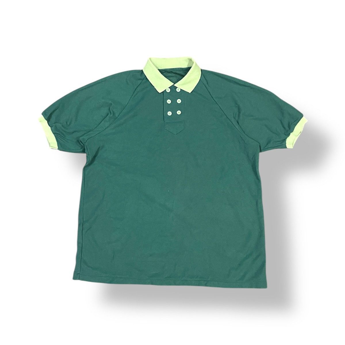Rare ‼️ Uknown 6 Button Vintage Japanese Green Ringer Polo