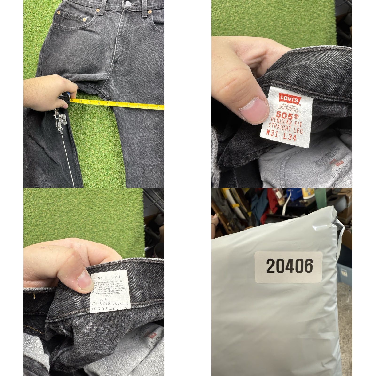 Levi's VINTAGE Levis 505 Jeans Mens 31x34 Black Denim Red Tab USA Made Retro Workwear Jeans Size US 31 - 8 Thumbnail
