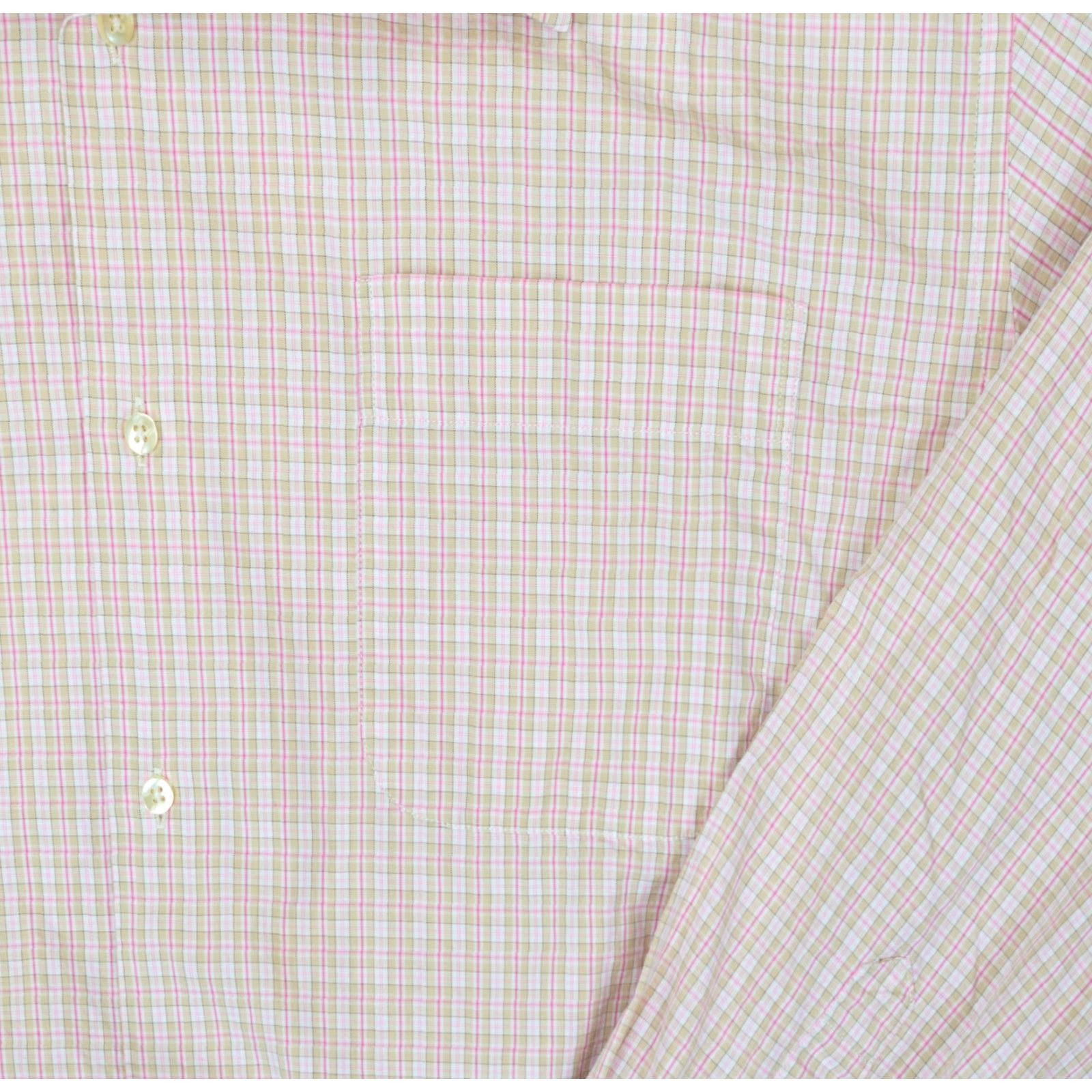 Peter Millar Peter Millar Shirt Men XL Pink Brown White Plaid Button-Down Cotton Long Sleeve Size US XL / EU 56 / 4 - 3 Thumbnail