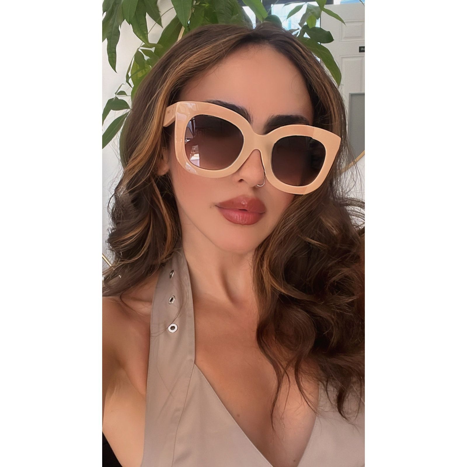 NEW Celine CL4005FN Marta Acetate Sunglasses in Beige