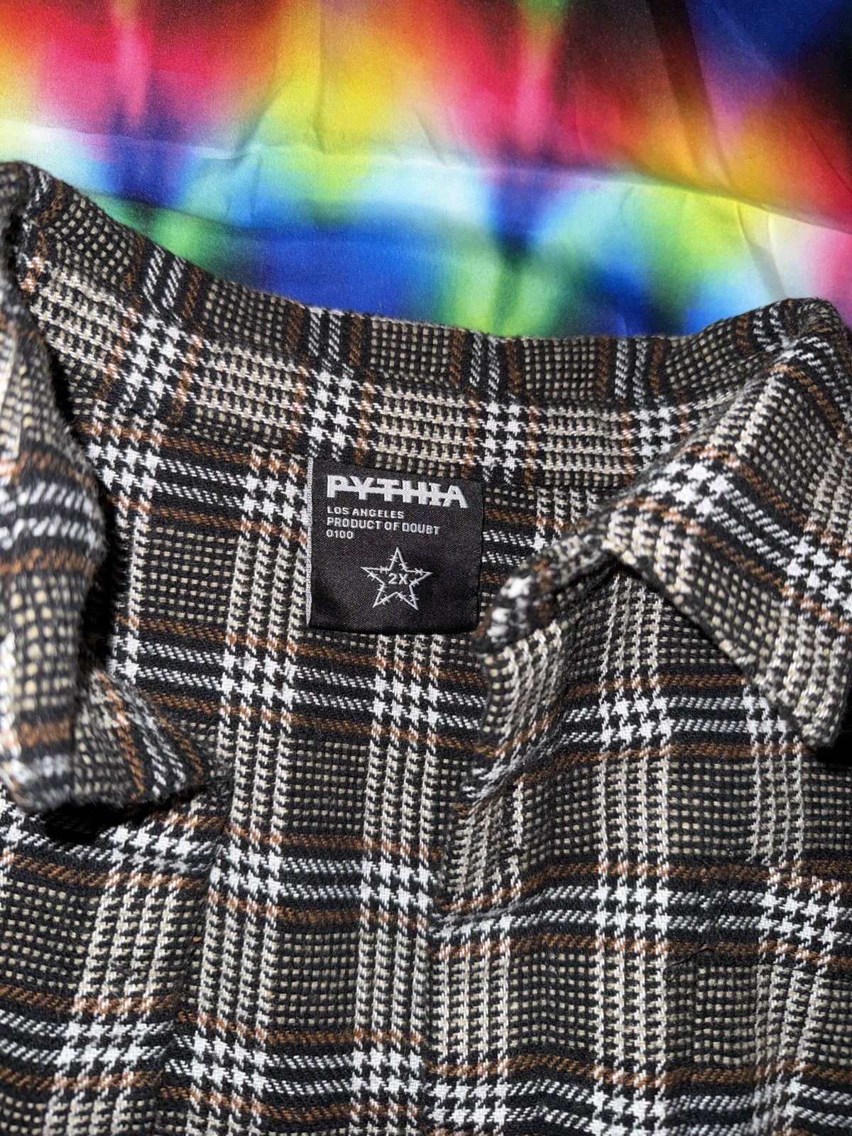 Pythia Pythia Frayed Flannel Shirt Brown Houndstooth Size US XXL / EU 58 / 5 - 3 Thumbnail