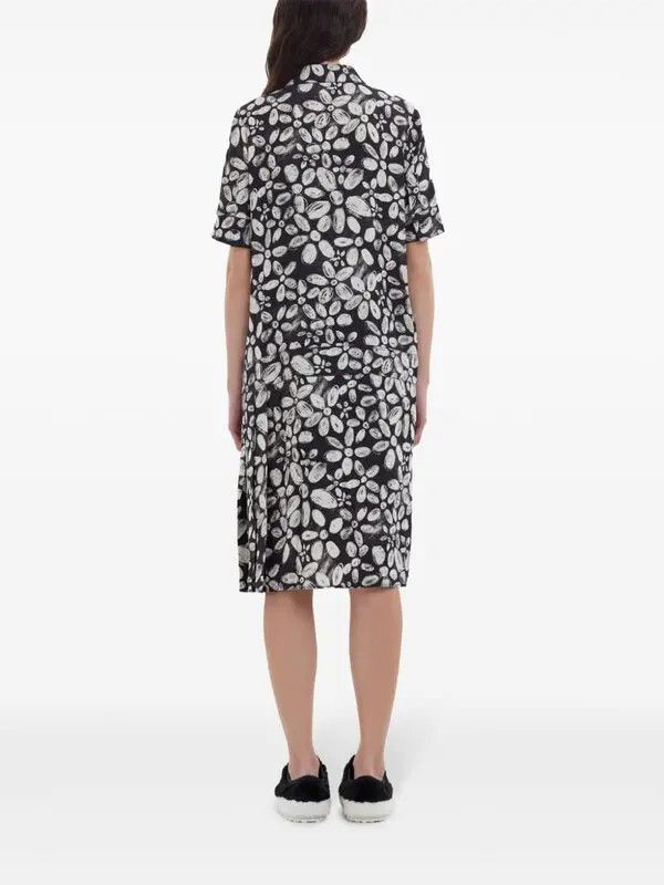 Marni o1w1db11125 Floral-Print Midi Shirt Dress in Black Size XL / US 12-14 / IT 48-50 - 3 Thumbnail