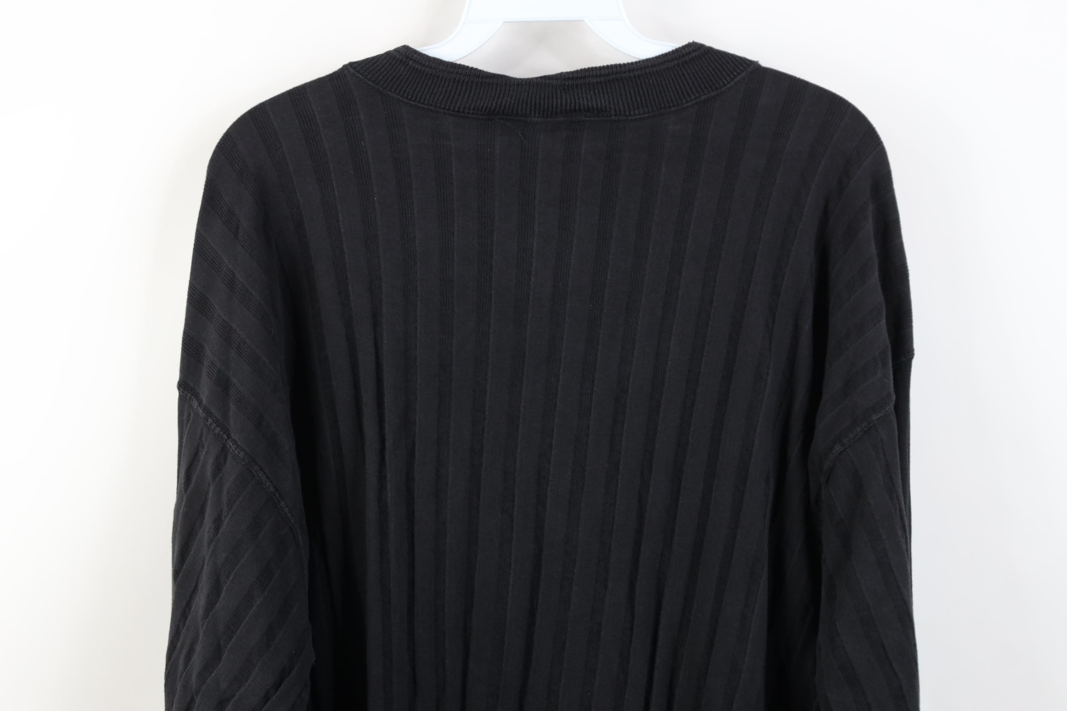 Vintage Vintage 90s Streetwear Ribbed Knit Henley T-Shirt Black Size US XL / EU 56 / 4 - 10 Thumbnail